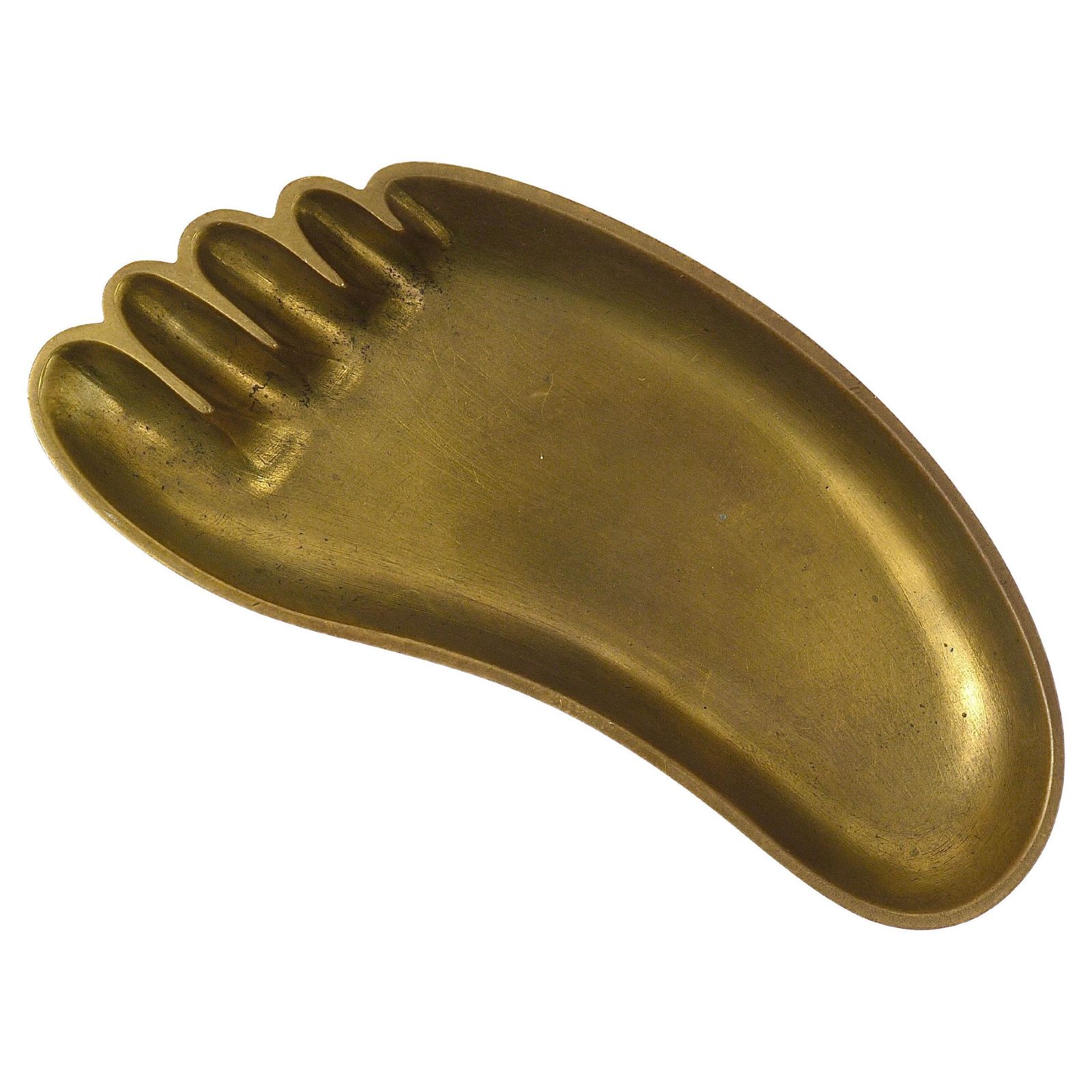 Werkstätte Hagenauer Sculptural Foot Bowl Or Tray, Midcentury, Brass, Austria