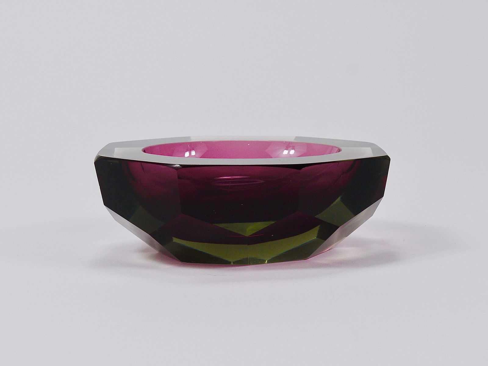 photo buy Flavio Poli Sommerso Caviar Murano Glass Diamond Bowl By Seguso, Italy, 1960s