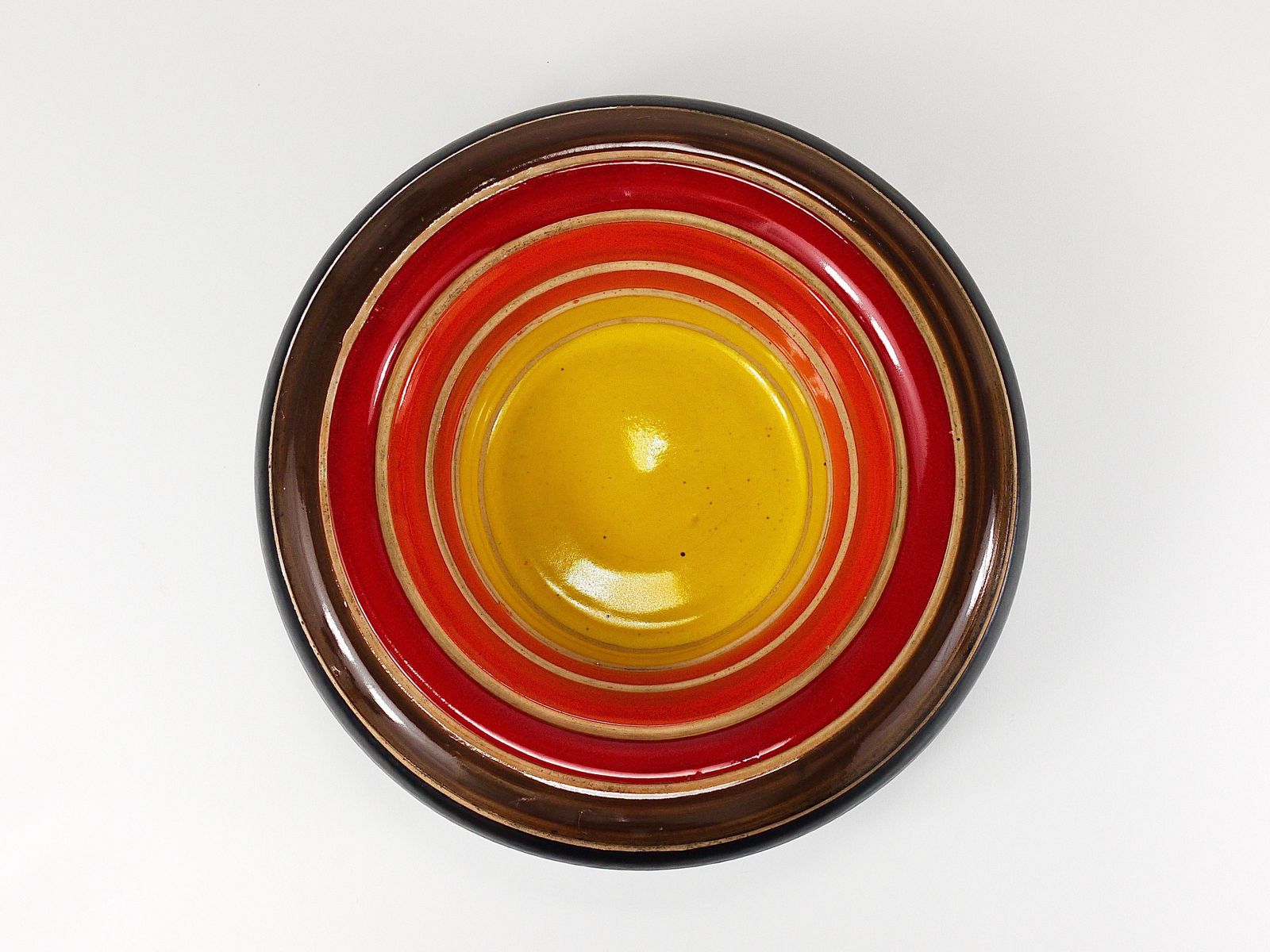 Aldo Londi Bitossi Striped Mid Century Ceramic Centerpiece Bowl, Italy, 1960s photo furniture