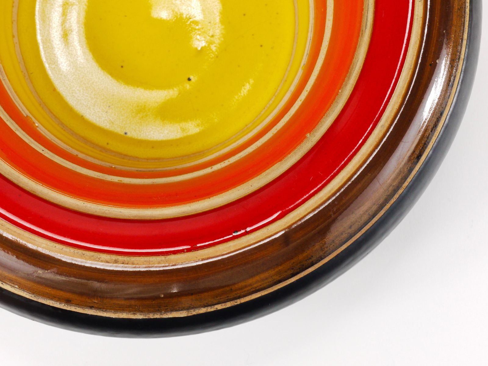 Aldo Londi Bitossi Striped Mid Century Ceramic Centerpiece Bowl, Italy, 1960s photo vintage