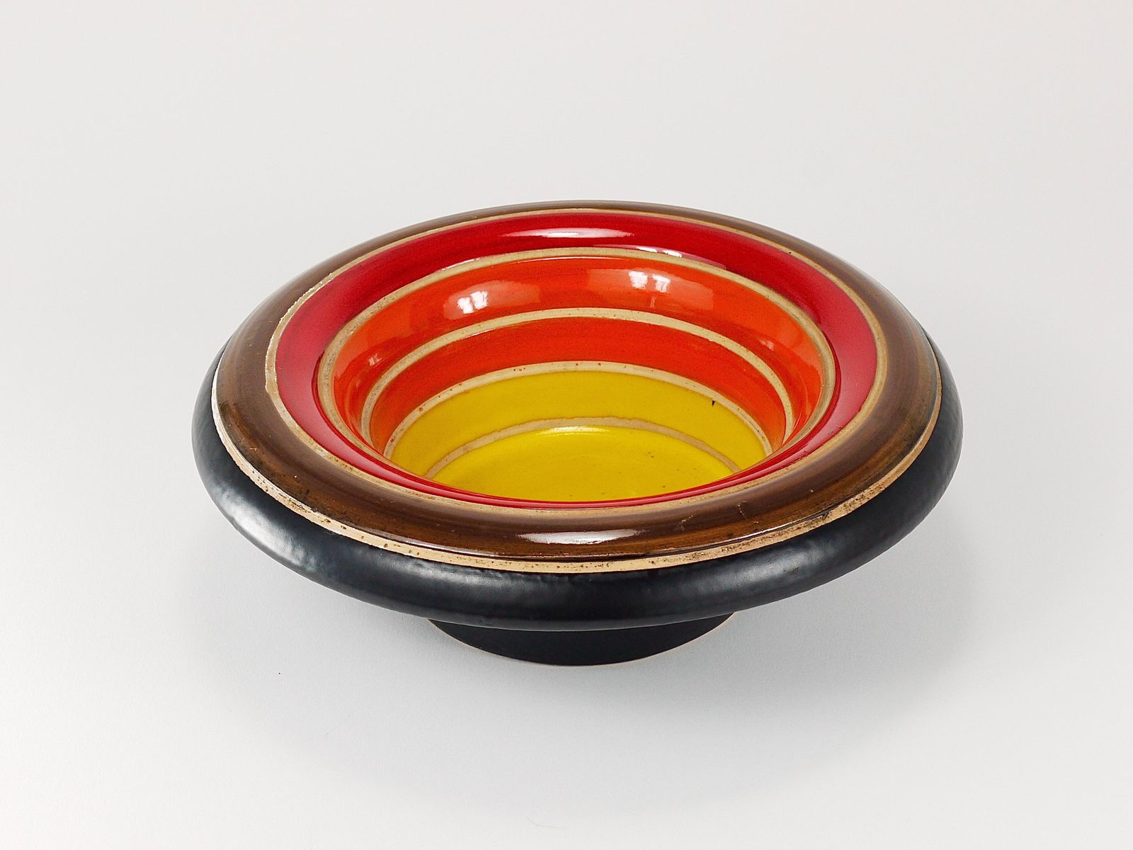 photo buy Aldo Londi Bitossi Striped Mid Century Ceramic Centerpiece Bowl, Italy, 1960s
