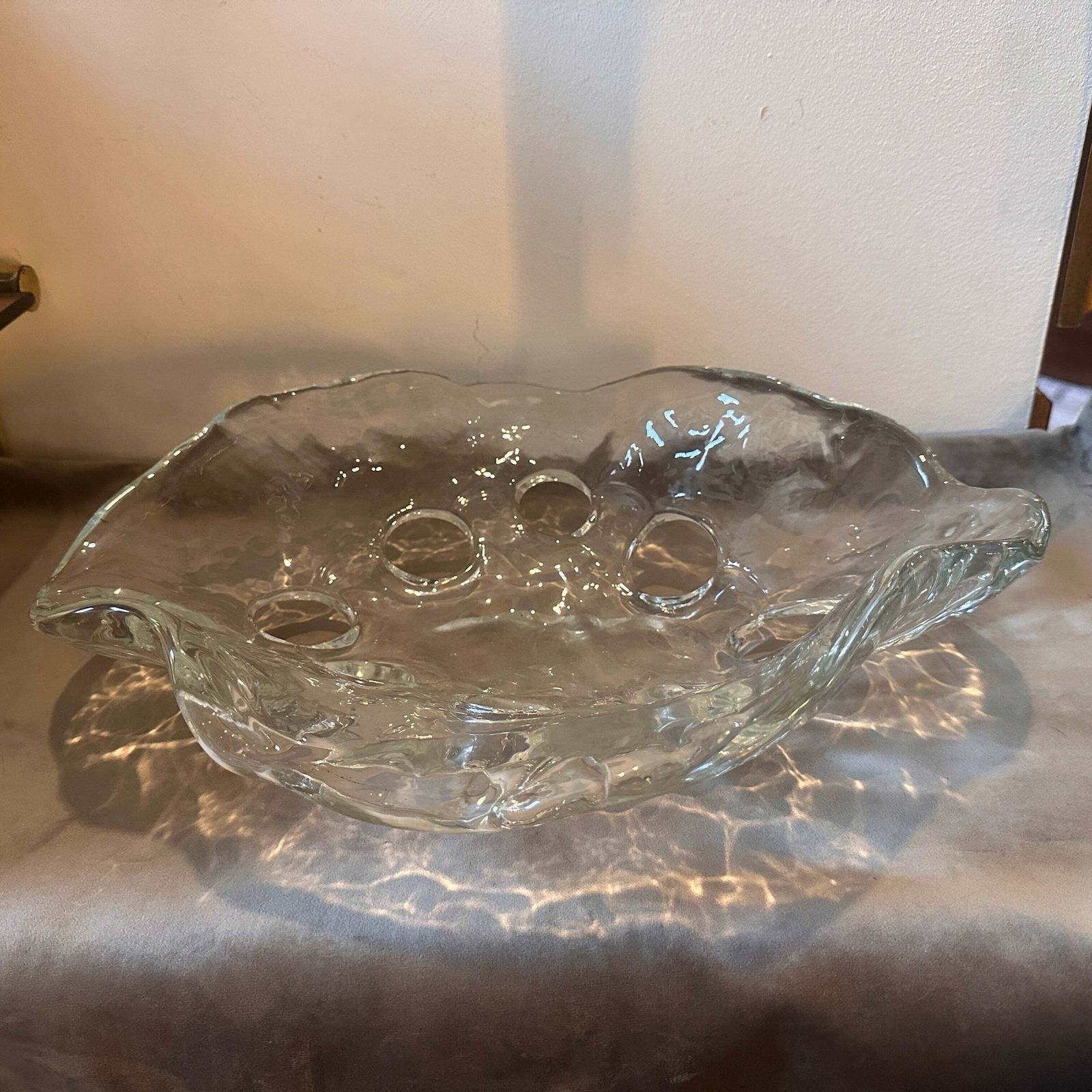 1970s Modernist Clear Murano Glass Oval Italian Centerpiece photo furniture