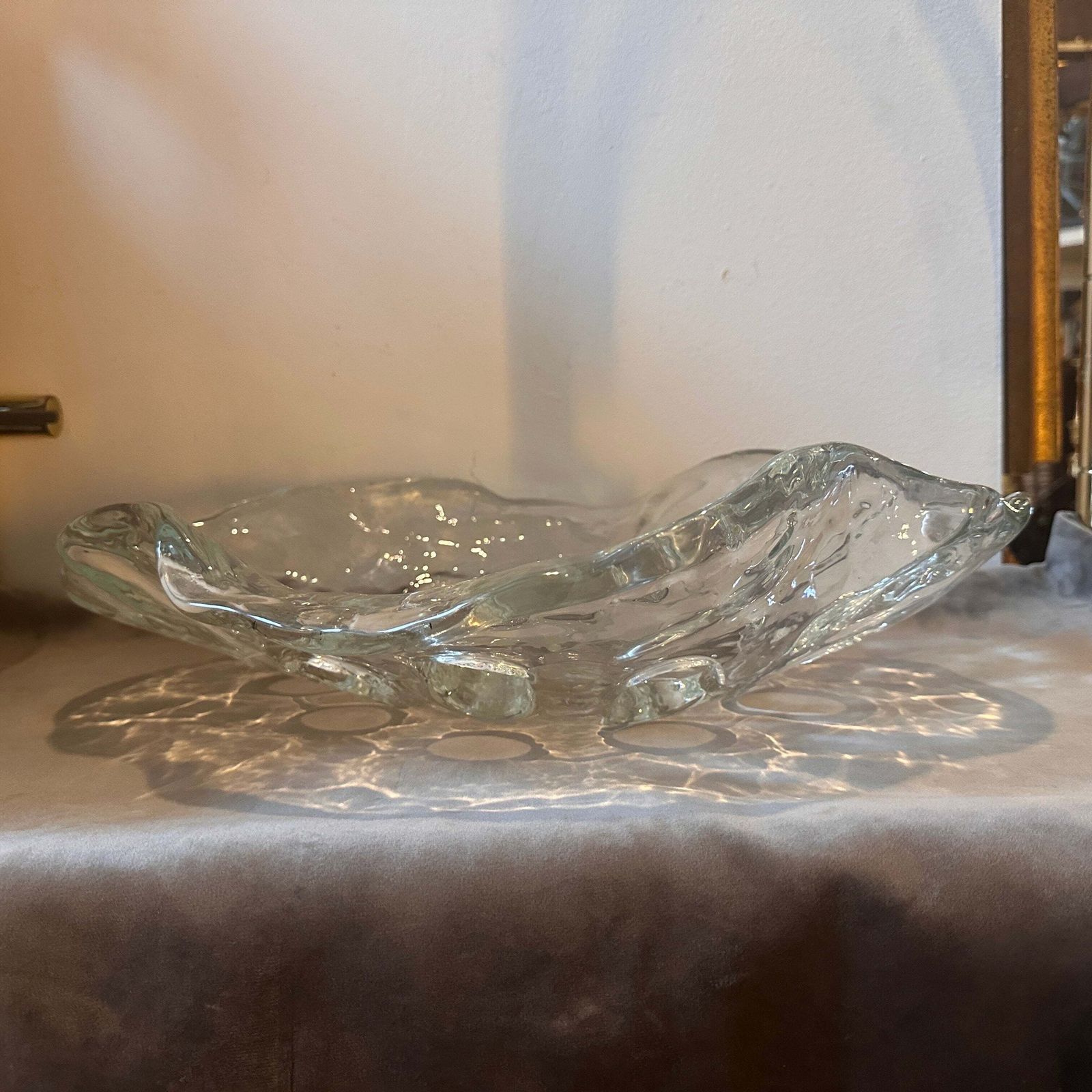1970s Modernist Clear Murano Glass Oval Italian Centerpiece photo Home Decor