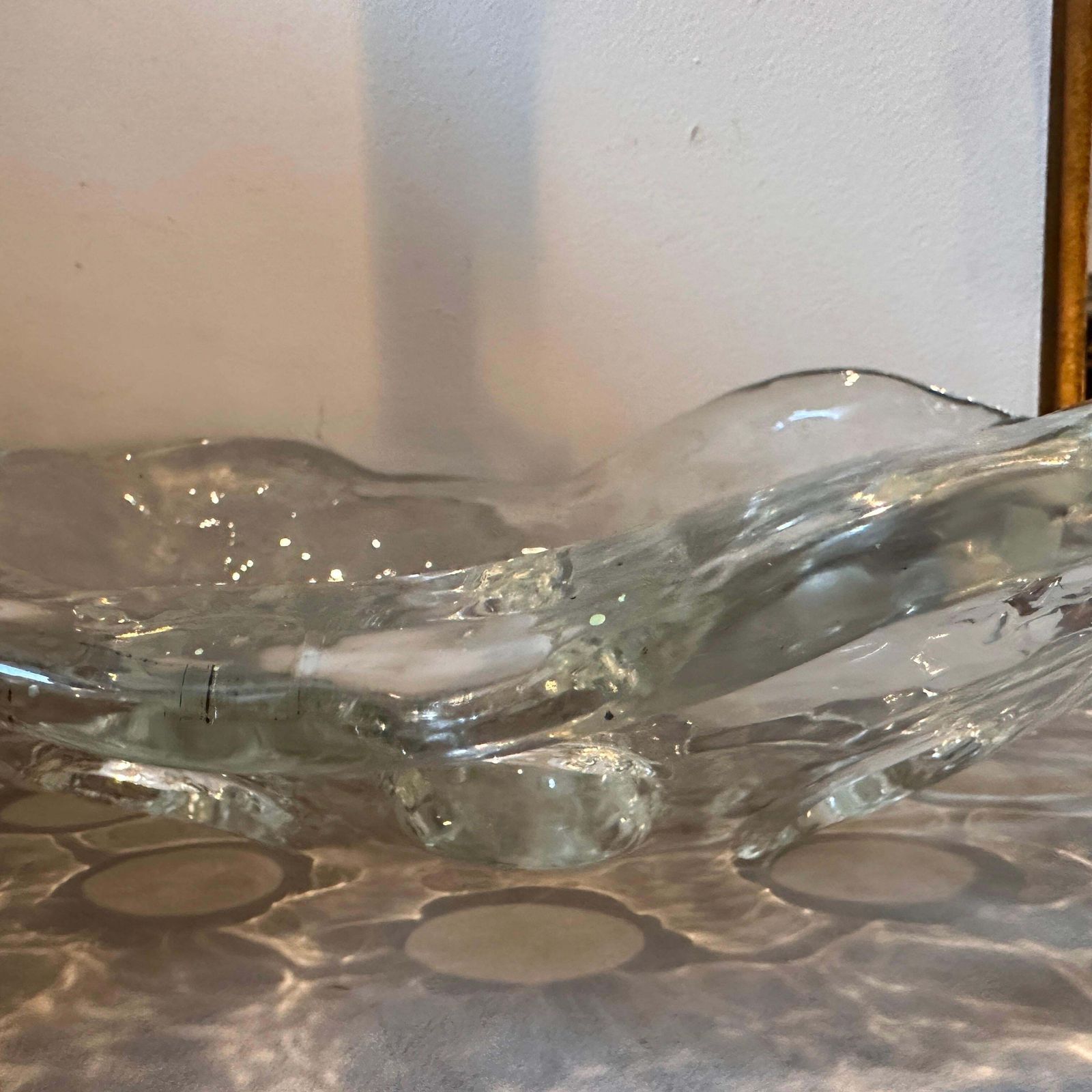photo for sale 1970s Modernist Clear Murano Glass Oval Italian Centerpiece