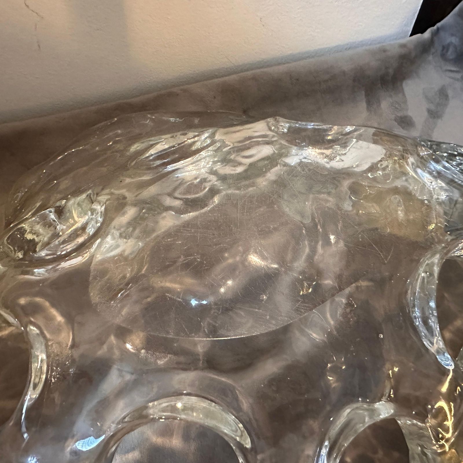Home Decor 1970s Modernist Clear Murano Glass Oval Italian Centerpiece photo