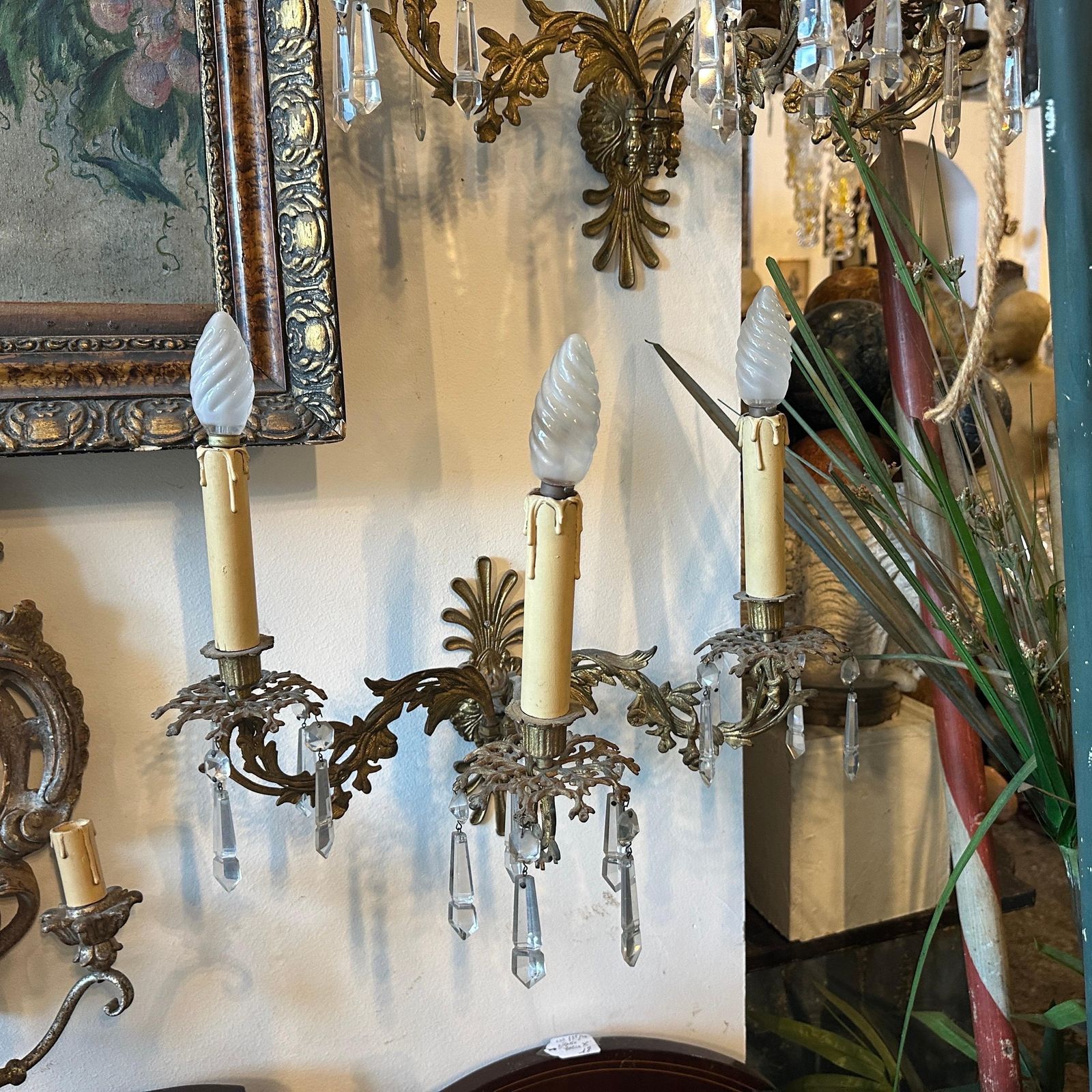 A Pair Of Art Nouveau Gilded Iron And Cristal Sicilian Wall Sconces photo 1288.0