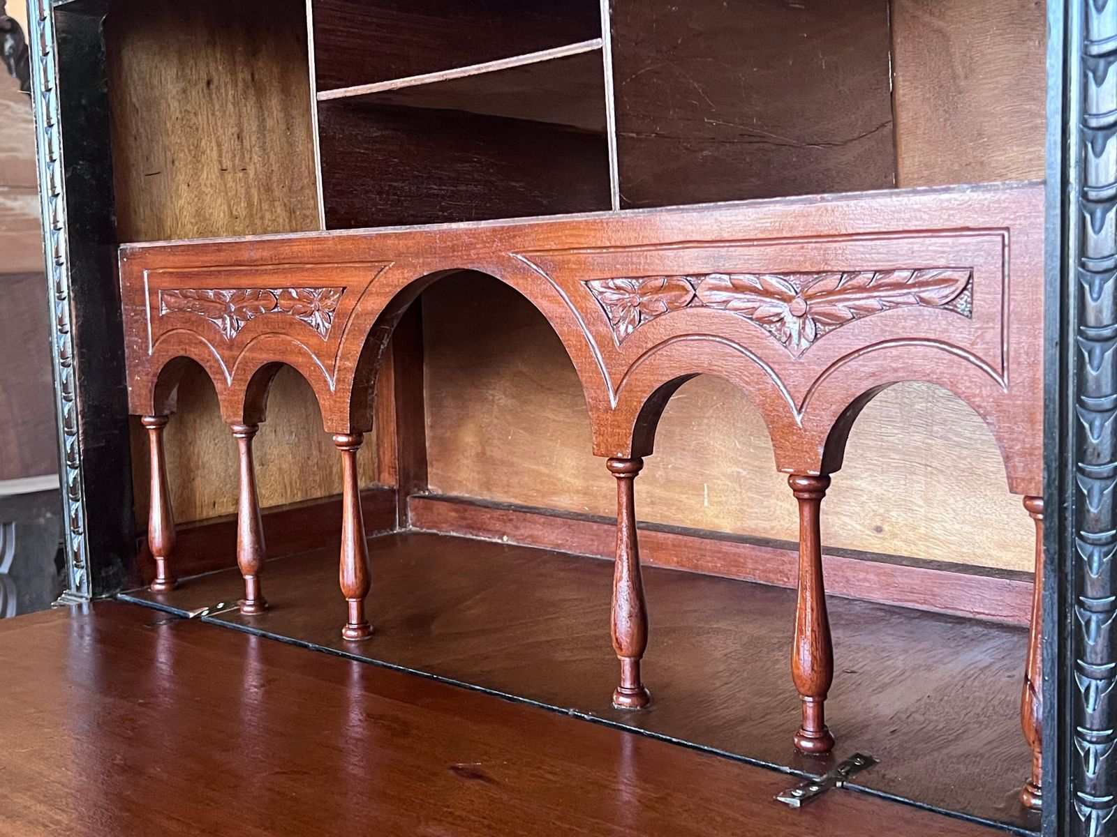 20th Century Spanish Baroque Style Cabinet On Stand, Bargueno Or Varqueno photo vintage