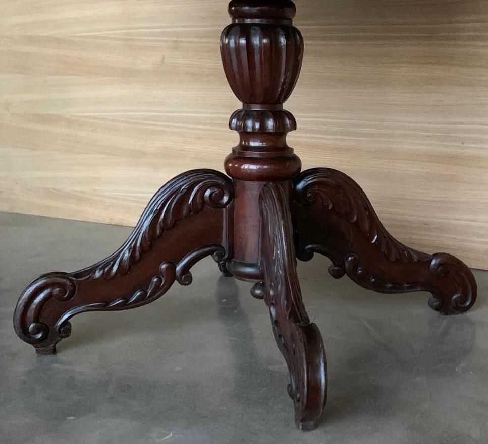 French Victorian Mahogany Carved Round Center Pedestal Table photo buy