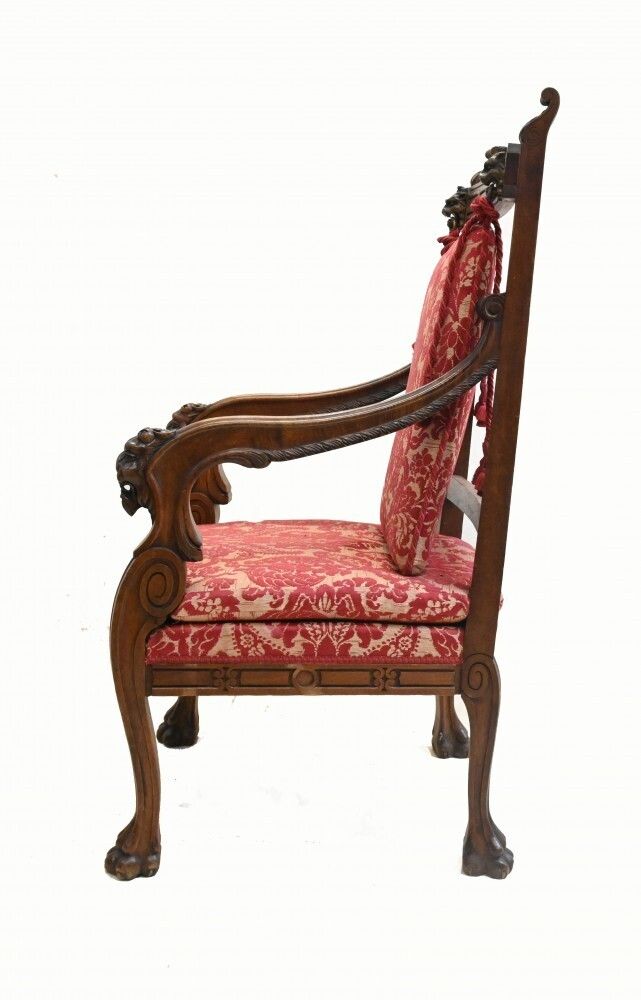 Pair Walnut French Arm Chairs Carved Farmhouse Fauteuil photo 2600.0