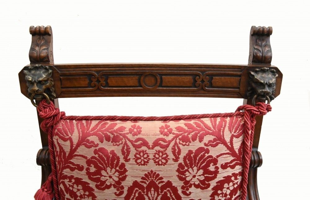 photo for sale Pair Walnut French Arm Chairs Carved Farmhouse Fauteuil