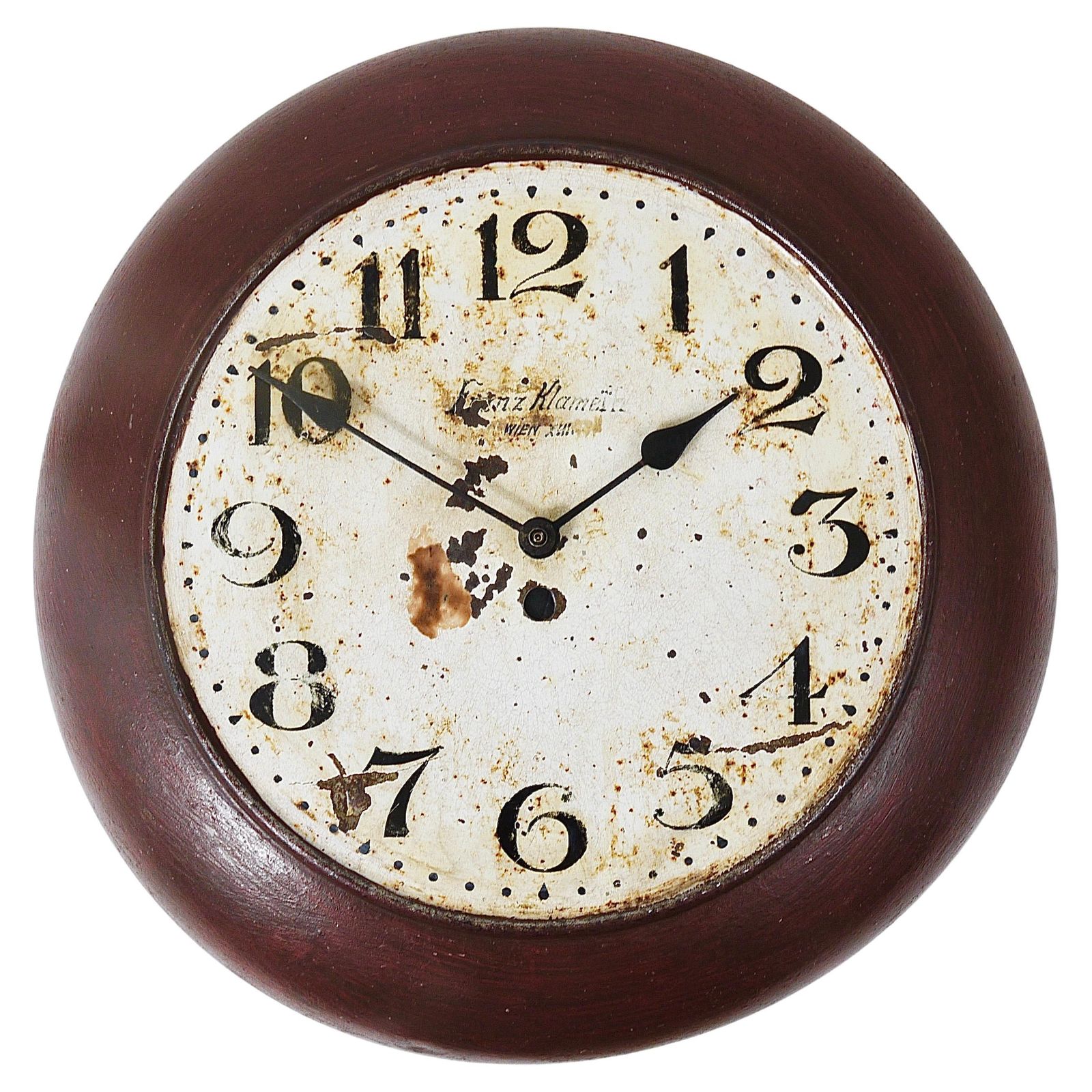 Antique 1920s Public Iron Wall Clock With Hand Painted Dial, Industrial Style