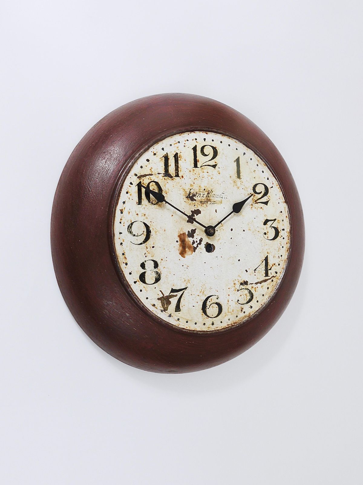 Antique 1920s Public Iron Wall Clock With Hand Painted Dial, Industrial Style photo 404.0