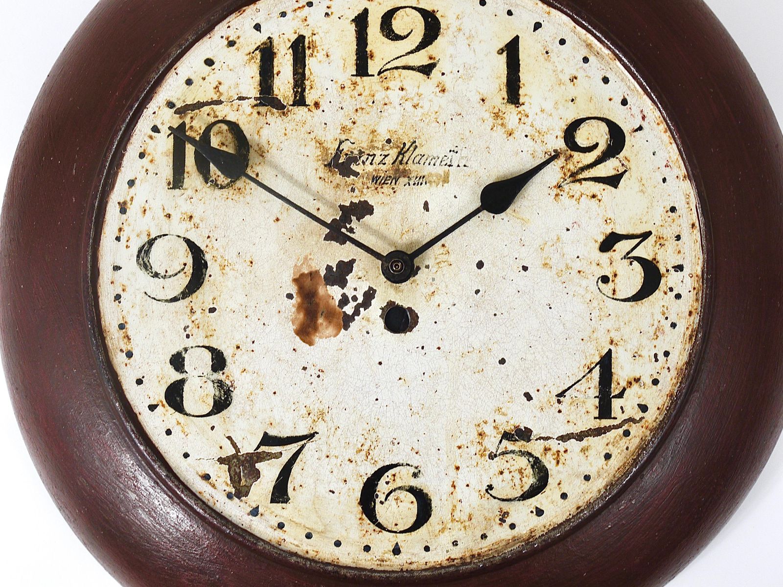 Antique 1920s Public Iron Wall Clock With Hand Painted Dial, Industrial Style photo buy