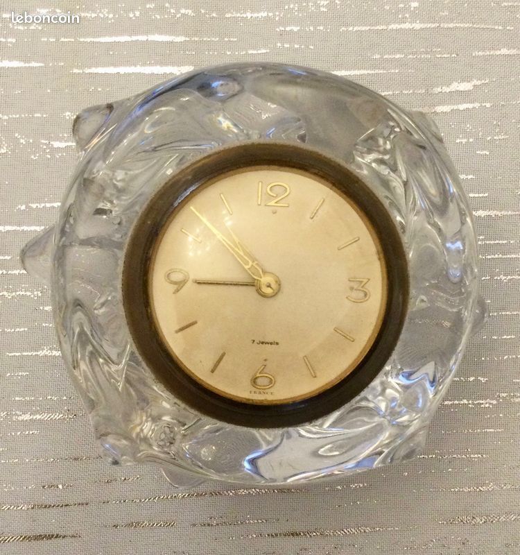 Vintage Crystal Alarm Clock Schneider France 1960