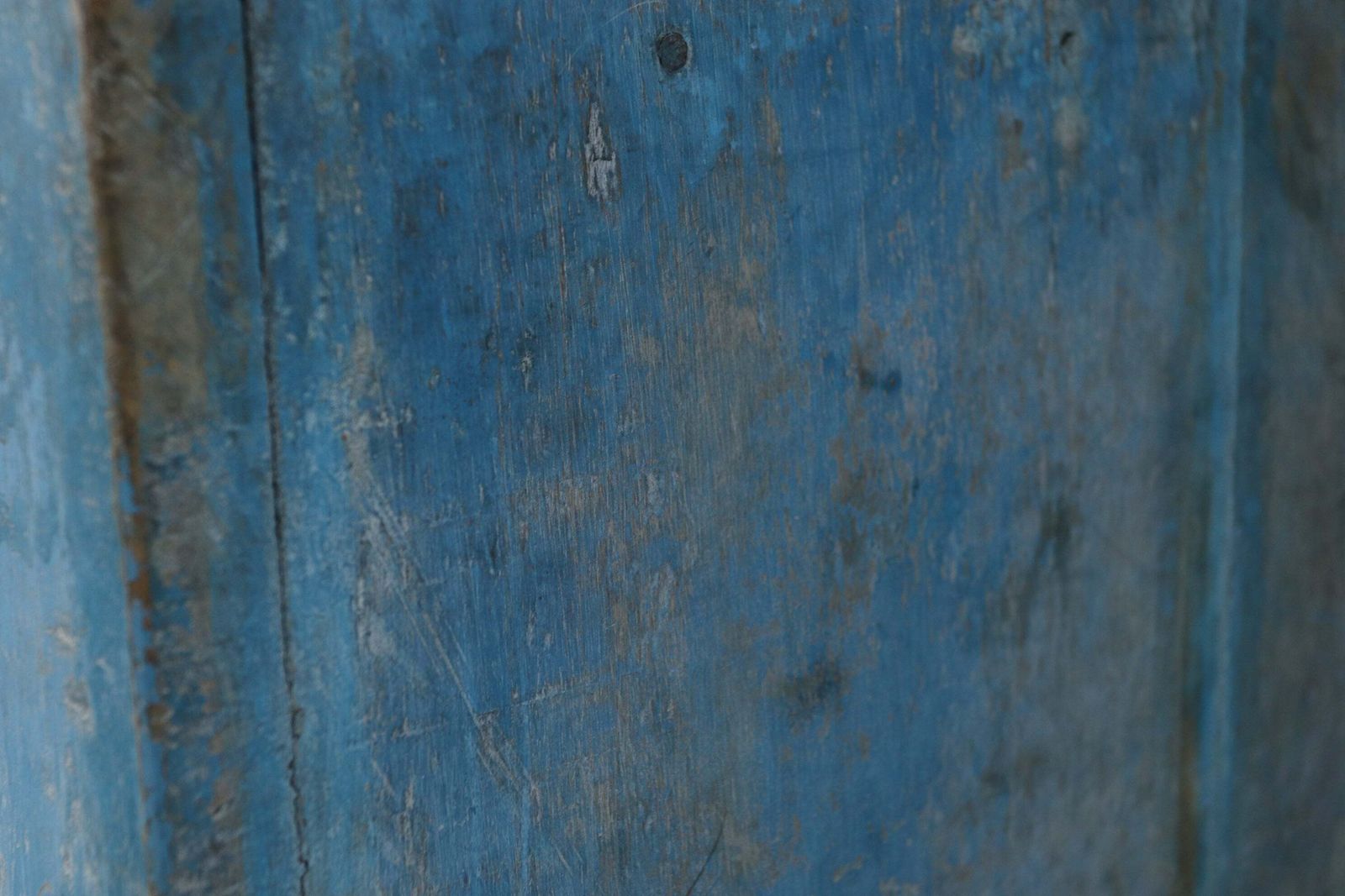 Furniture Early 19th Century Original Hand Painted Blue Indian Cabinet photo