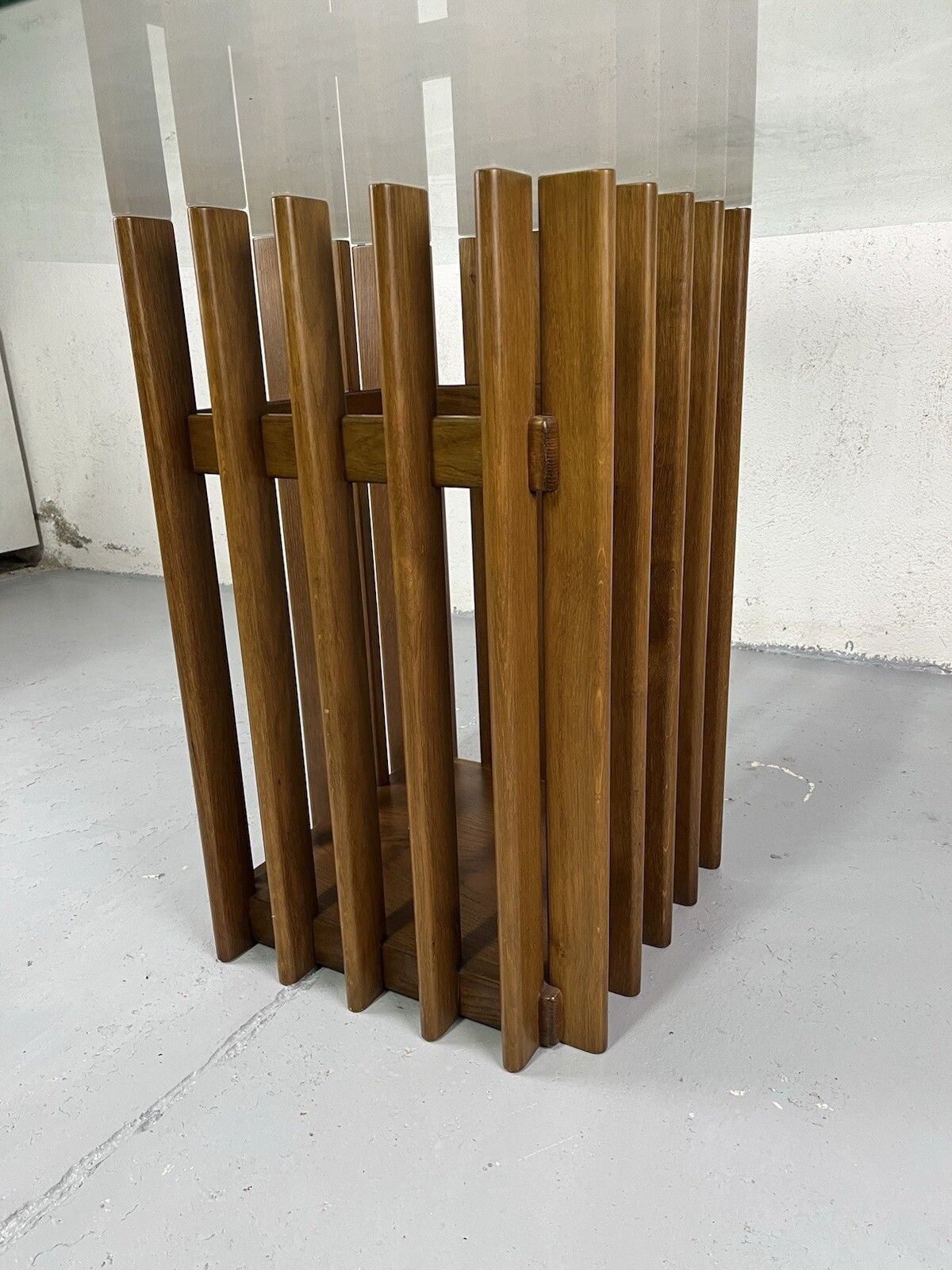 70’s Vintage Design Wood Glass Sculptural Table photo 795.0