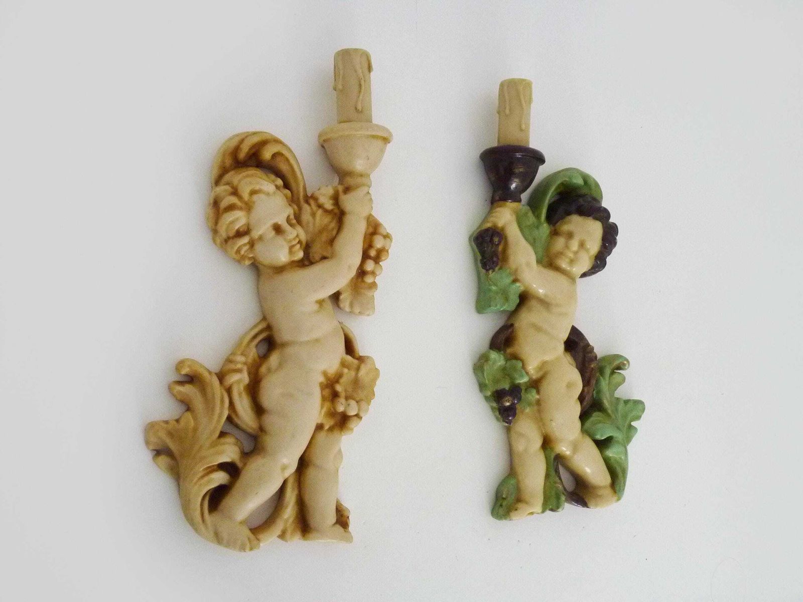 Pair Of Resin Cherub Wall Lights From The 60s And 70s photo for sale
