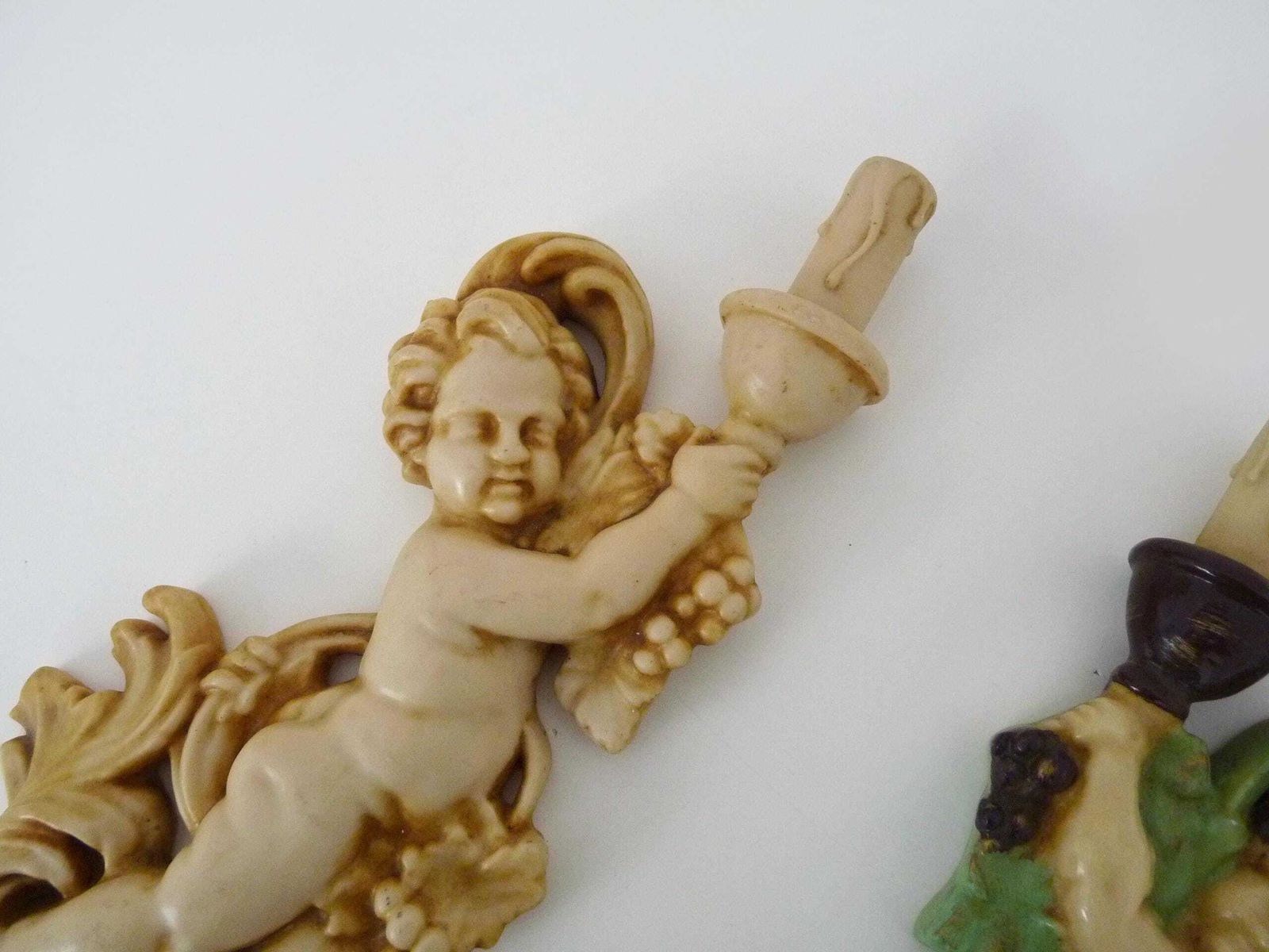 Pair Of Resin Cherub Wall Lights From The 60s And 70s photo buy