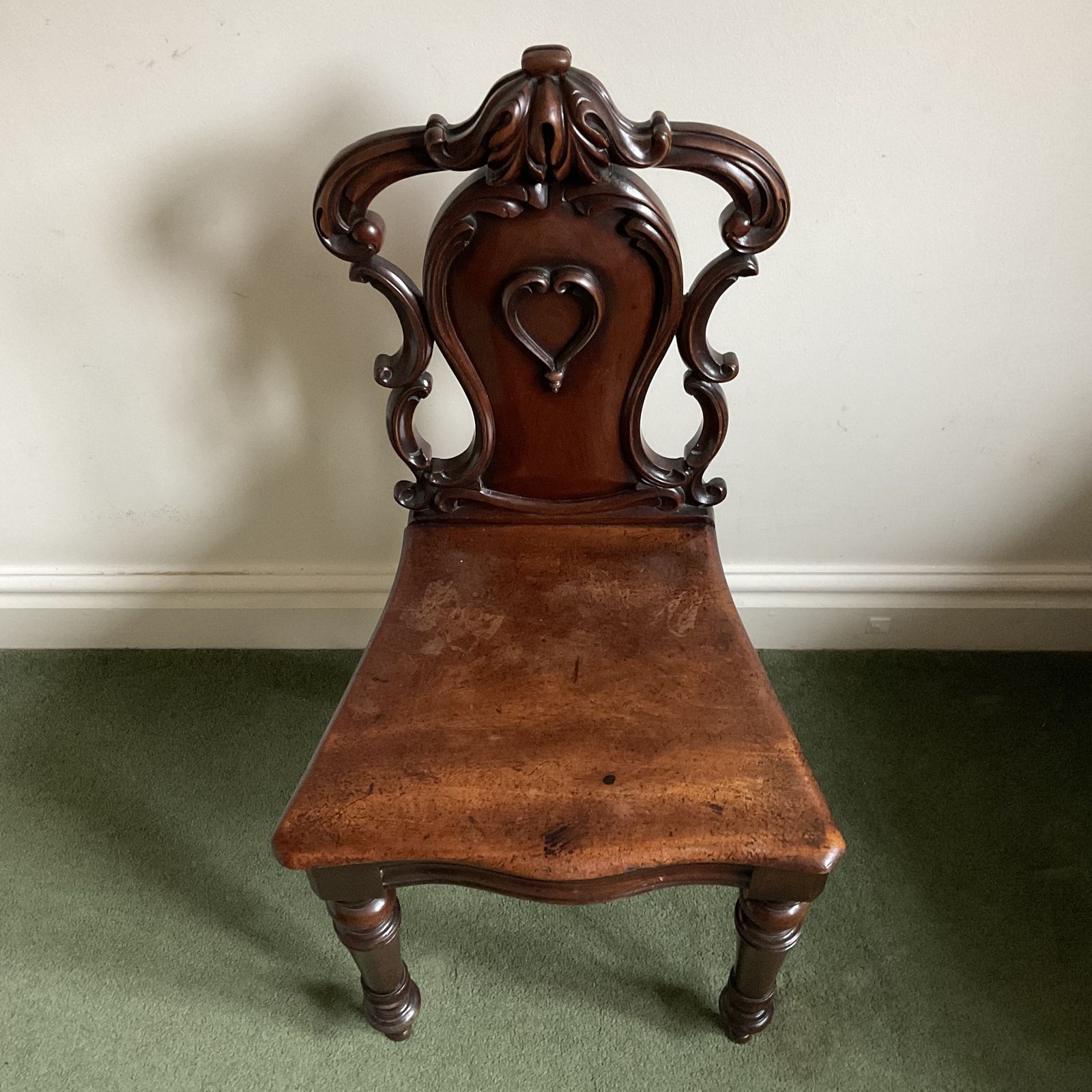 Victorian Mahogany Shield Back Hall Chair Circa 1870 photo Furniture