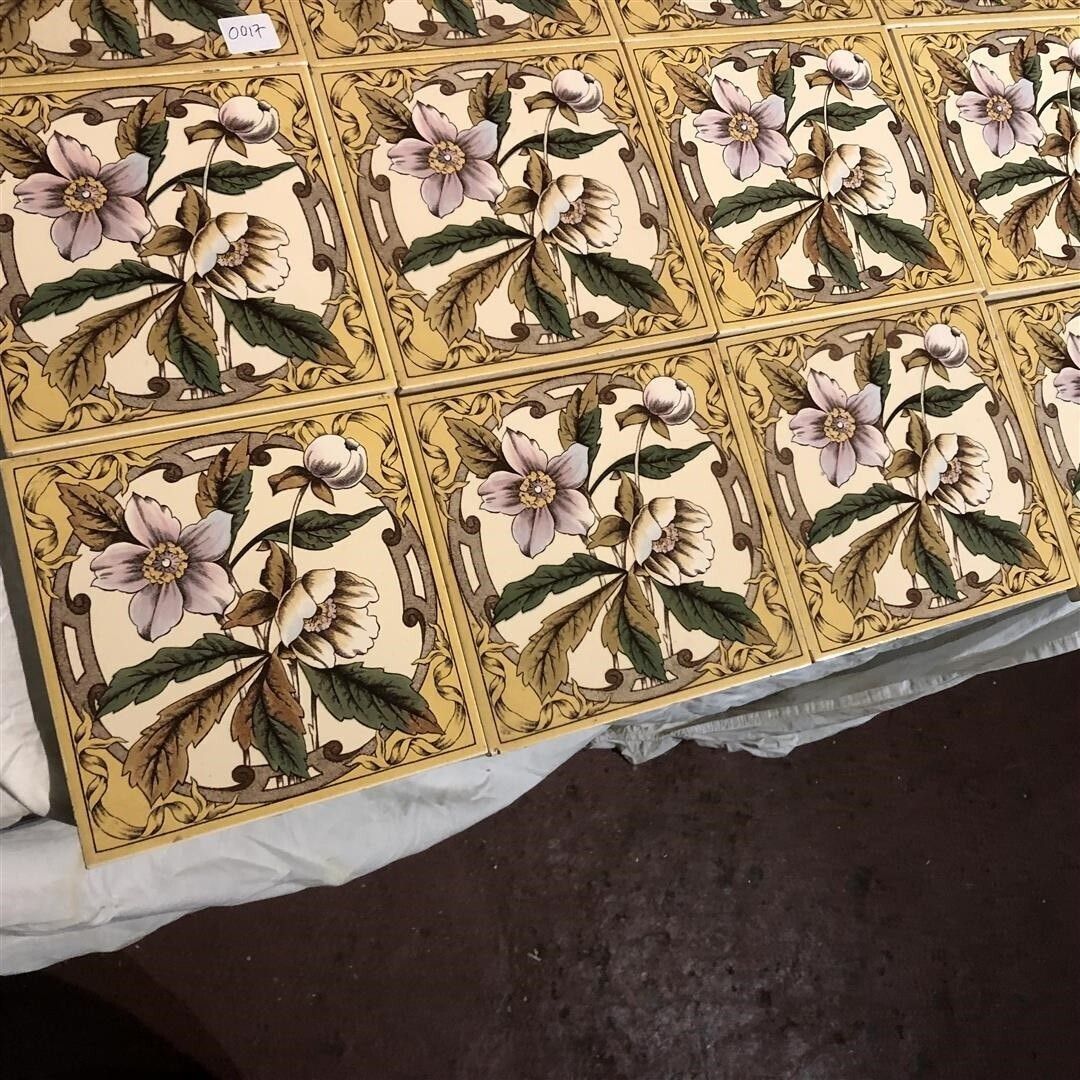 Set Of 15 Ceramic Fireplace Tiles With Anemone Flower Design Ex Display 0017 photo furniture