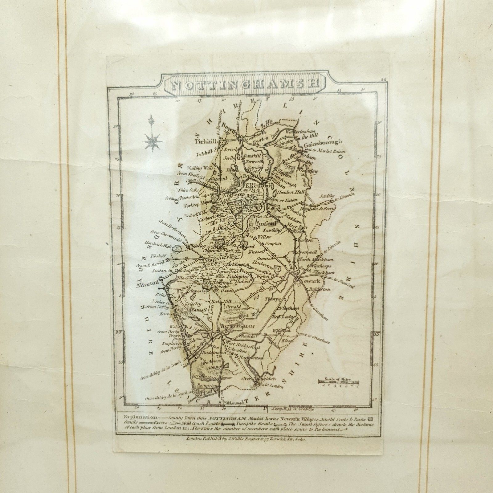 Antique Map John Wallace Cartography 1800s Nottinghamsh Atlas Marquetry Frame photo furniture