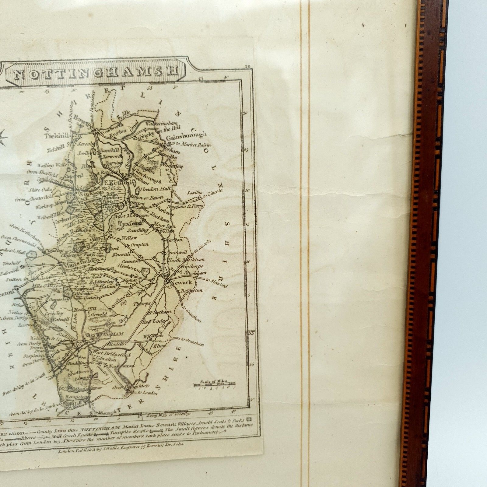 Antique Map John Wallace Cartography 1800s Nottinghamsh Atlas Marquetry Frame photo buy