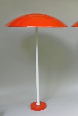 Orange And White Mushroom Outdoor Garden Lamps From Bega, 1950s, Set Of 2 photo 14898.8