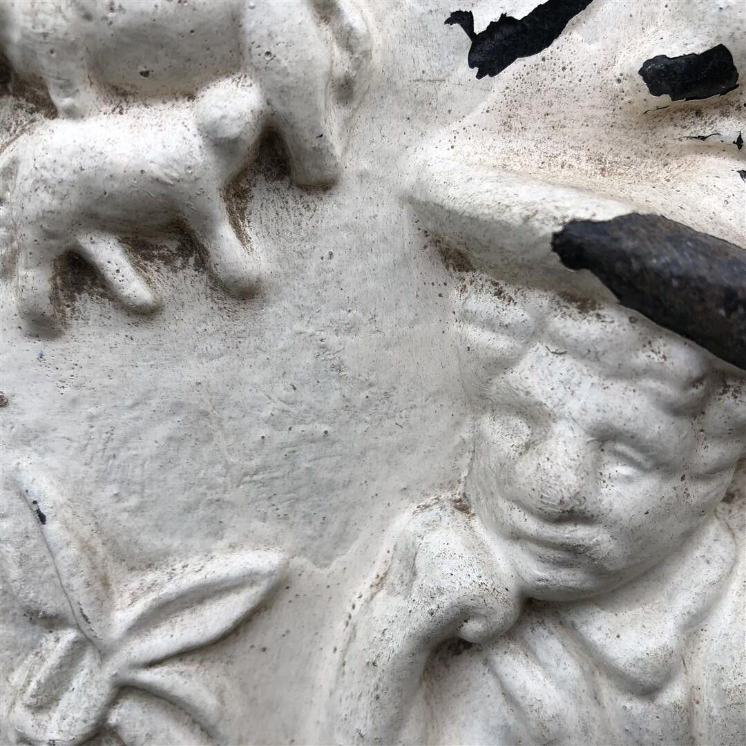 Antique Cast Iron Decorative Fireplace Panels Shepherd Boy Milkmaid 1890s photo Home Decor