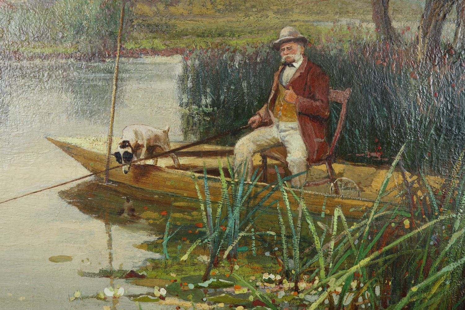 2650.0 Nglish Victorian Angler’s Assistant Fishing Landscape Oil Painting Picture By Paul H Ellis (Circa 1890) photo