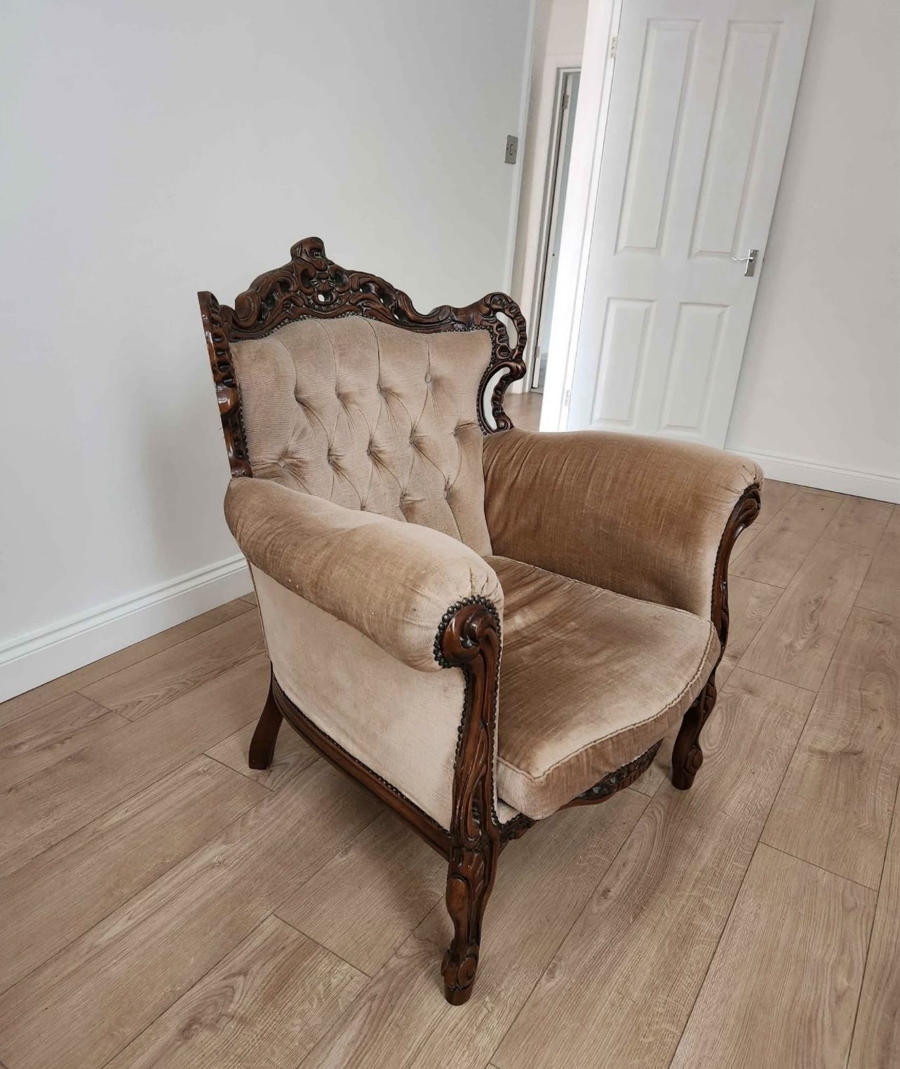 Vintage Pink Velvet Arm Chair