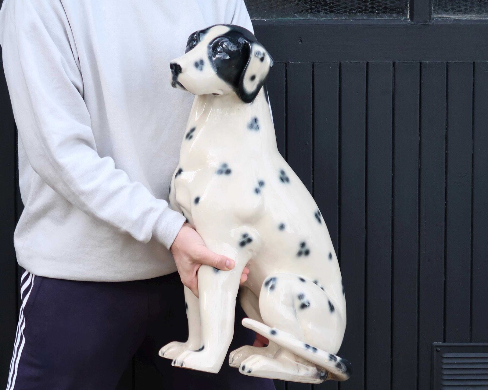 1980s Huge Ceramic Dalmatian Dog Statue / Vintage, Home Decor, Blanc And White photo Art