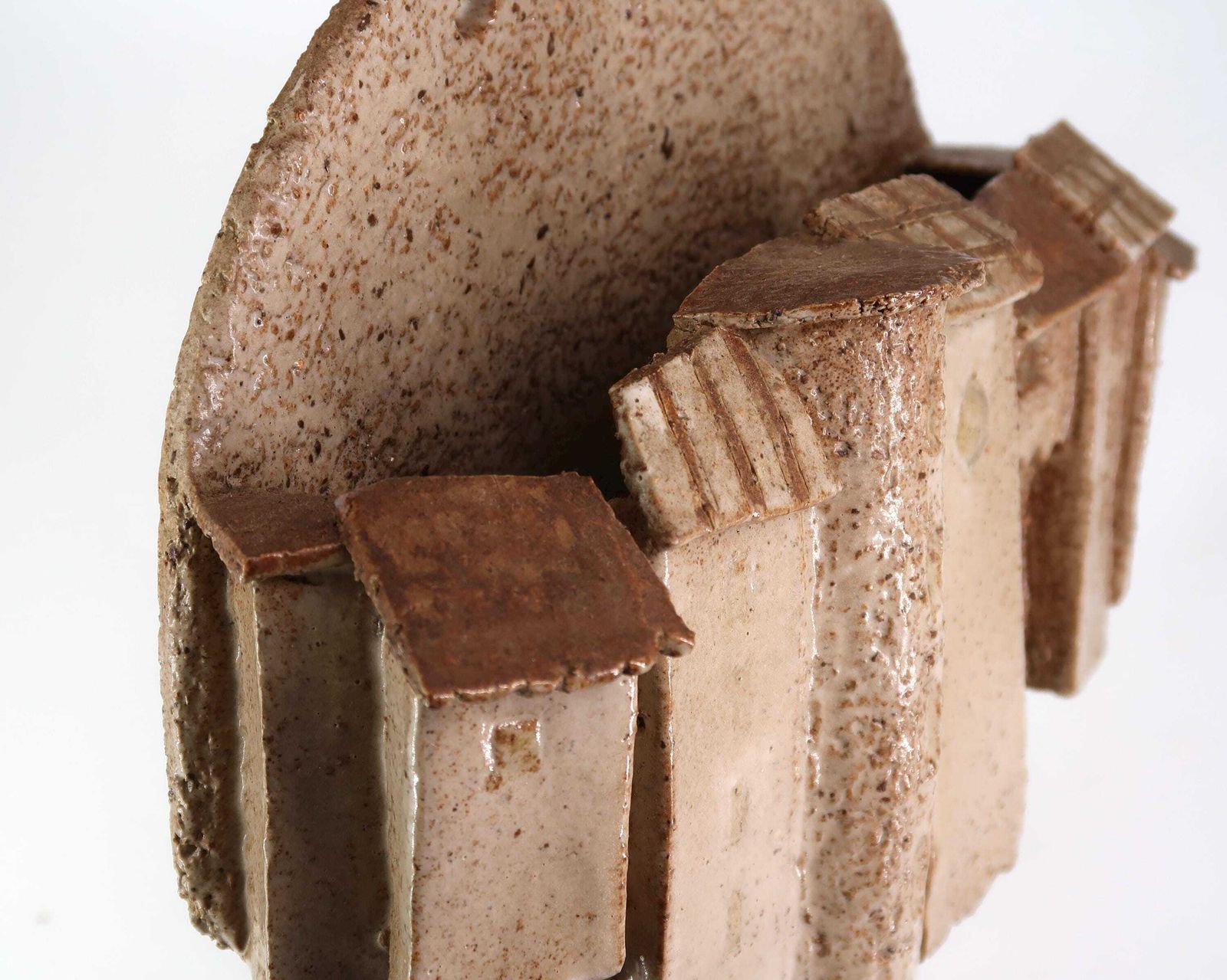 Wall Stoneware Ceramic Planter Representing A French Hilltop Village, France 1970s / Vintage, Cactus Plant Stand, Rustic photo 412.0