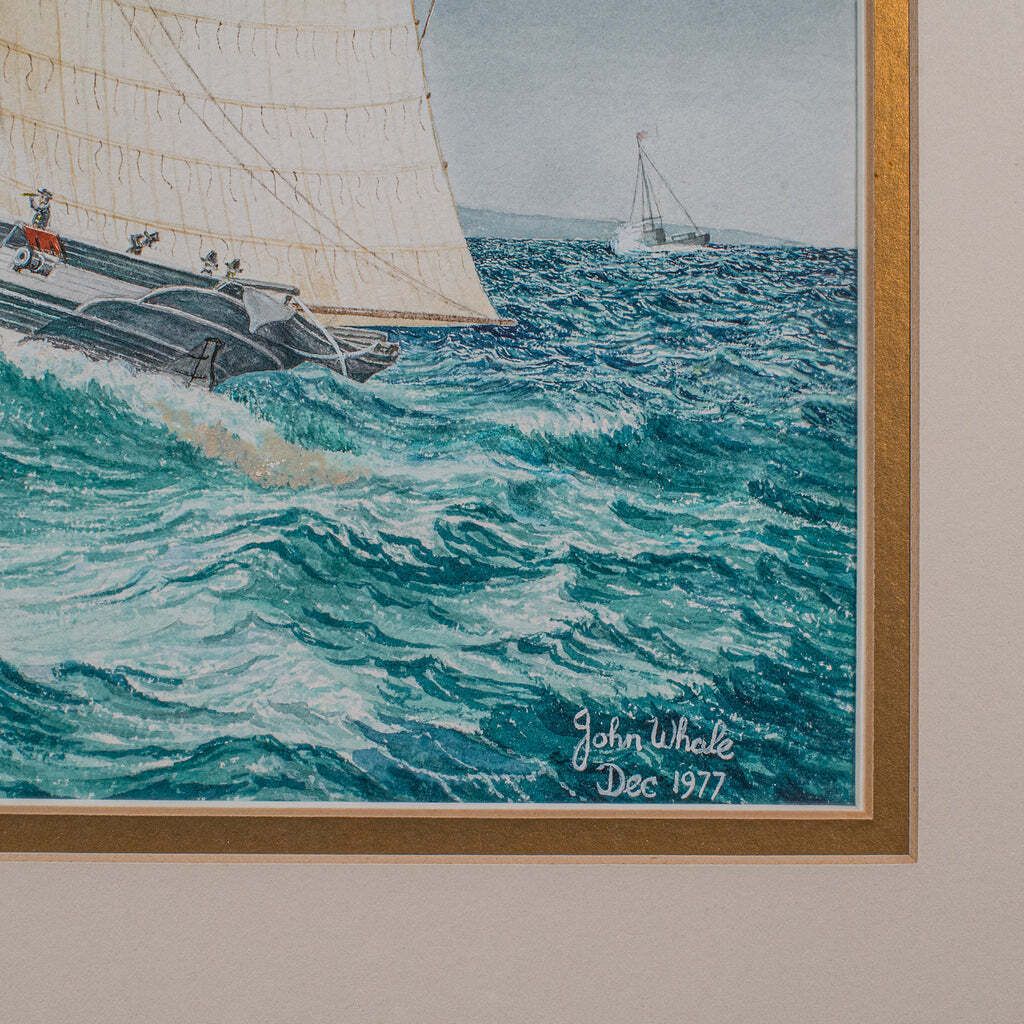 Vintage Maritime Painting, English, Framed Watercolour, Nautical Art, John Whale photo vinterior