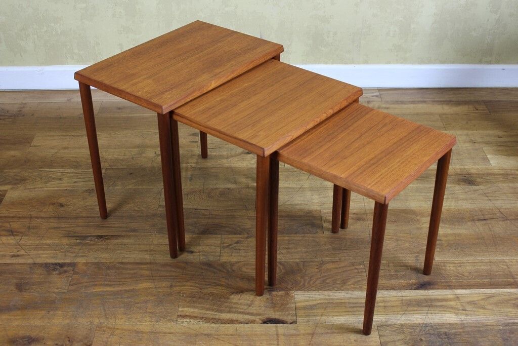 Stylish Danish Teak Nest Of 3 Small Tables photo vinterior