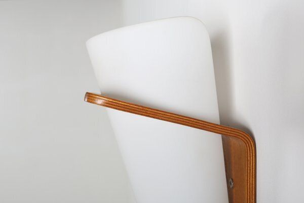 Wall Lamp In Curved Teak Plywood By Louis Kalff For Philips, 1959 photo vintage
