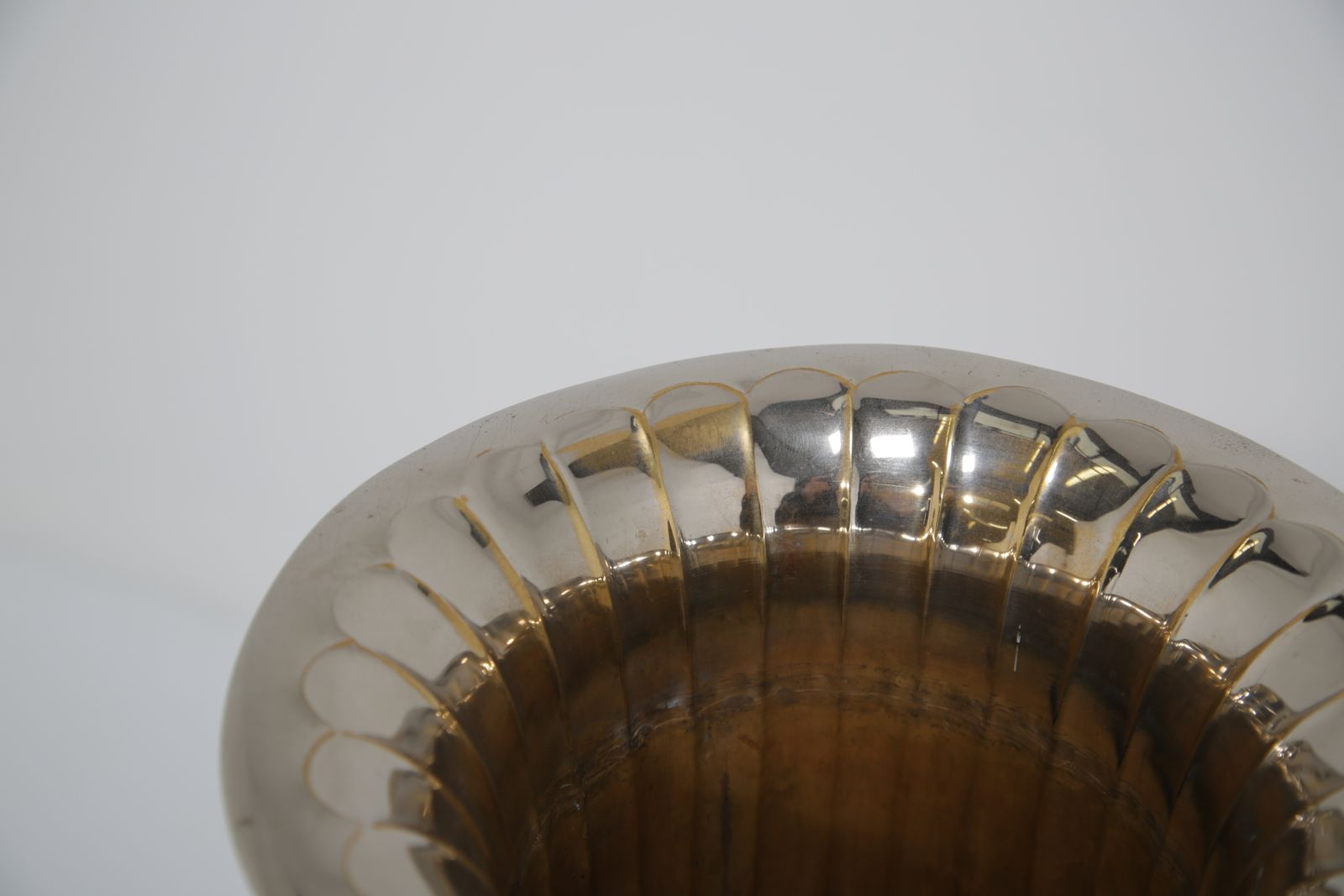 Vintage American Tall Ribbed Trumpet Flute Vase, 1950s. photo Home Decor
