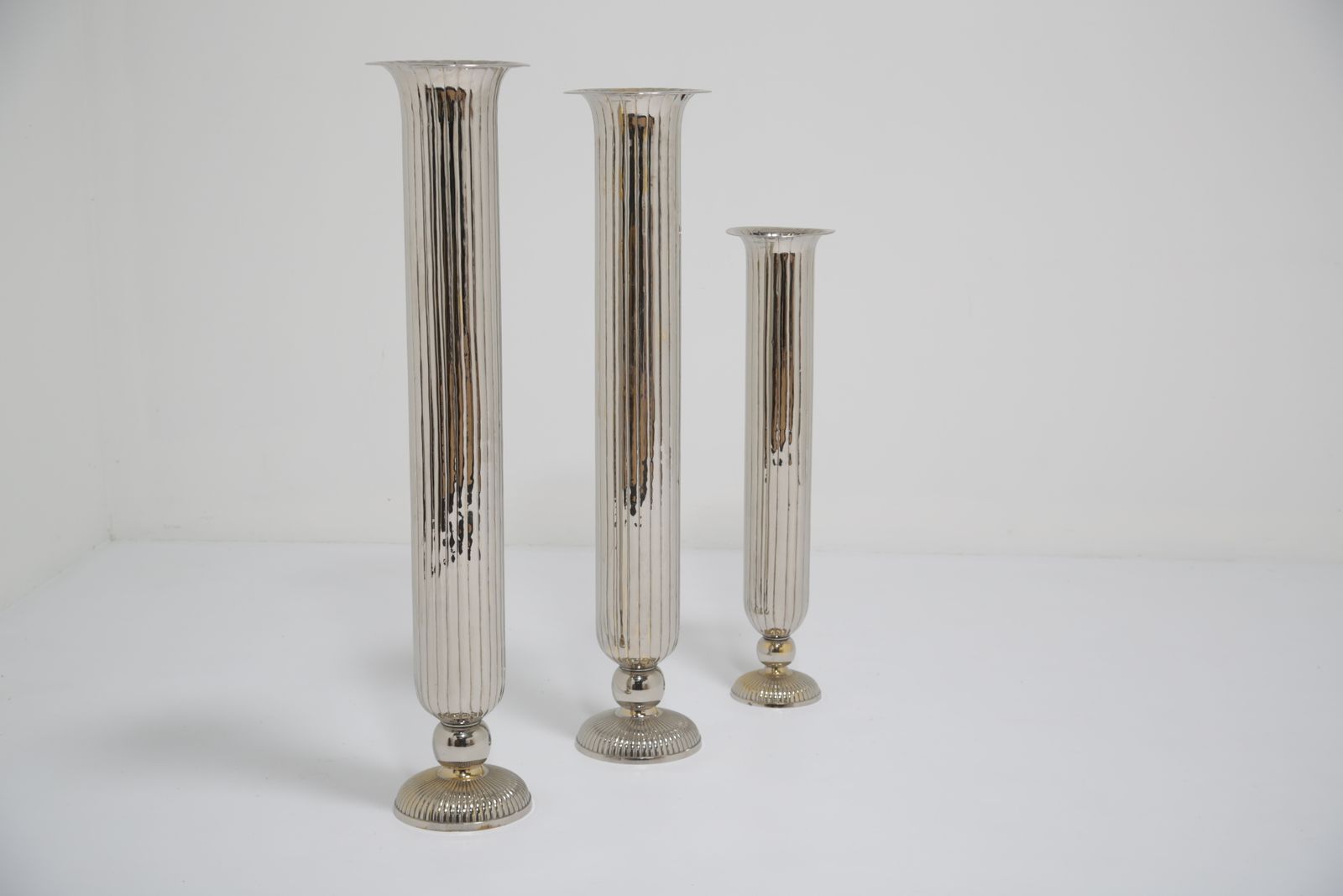 photo for sale Vintage American Very Tall Ribbed Trumpet Flute Vase, 1950s.