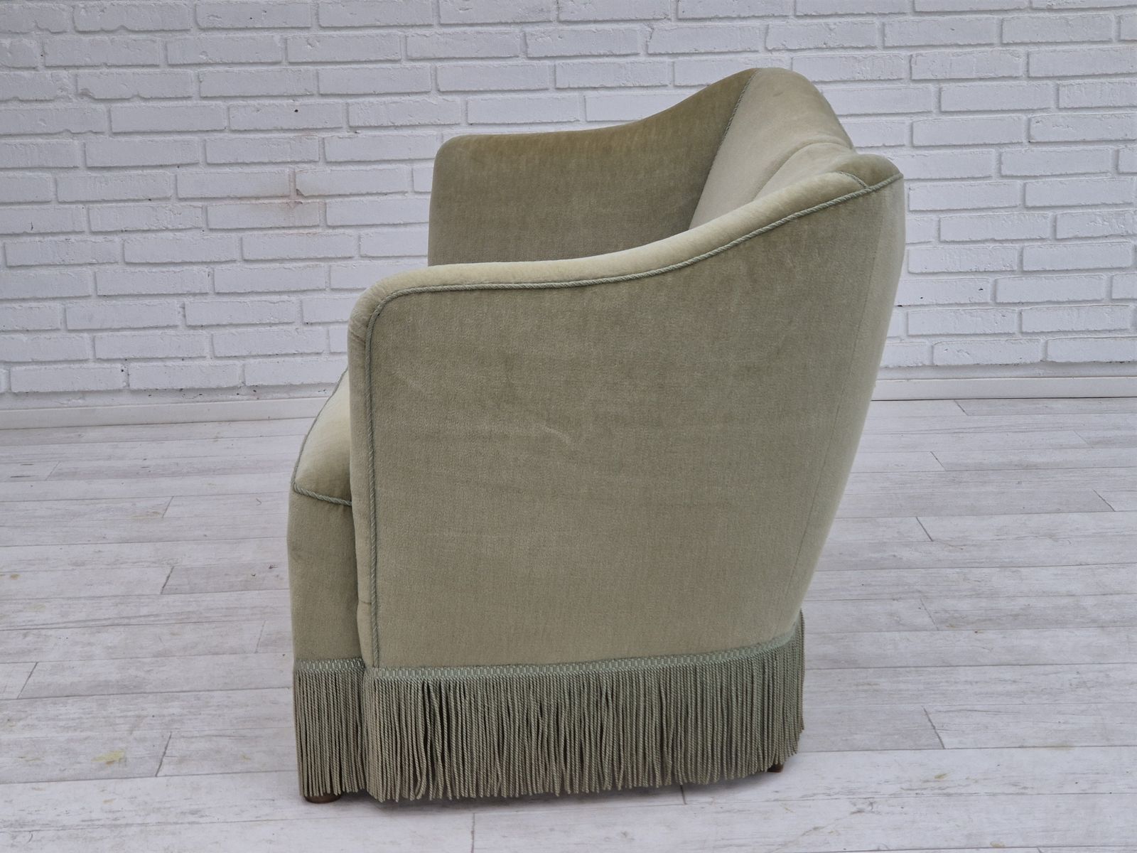 1750.0 1960s, Danish 2 Seater Sofa, Original Condition, Green Furniture Velour. photo