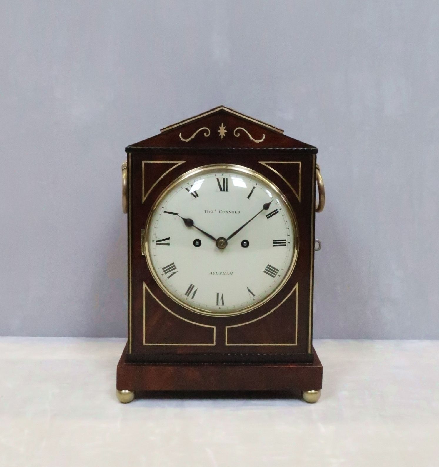 Regency Mahogany And Brass Inlaid Bracket Clock By Thomas Connold photo vinterior