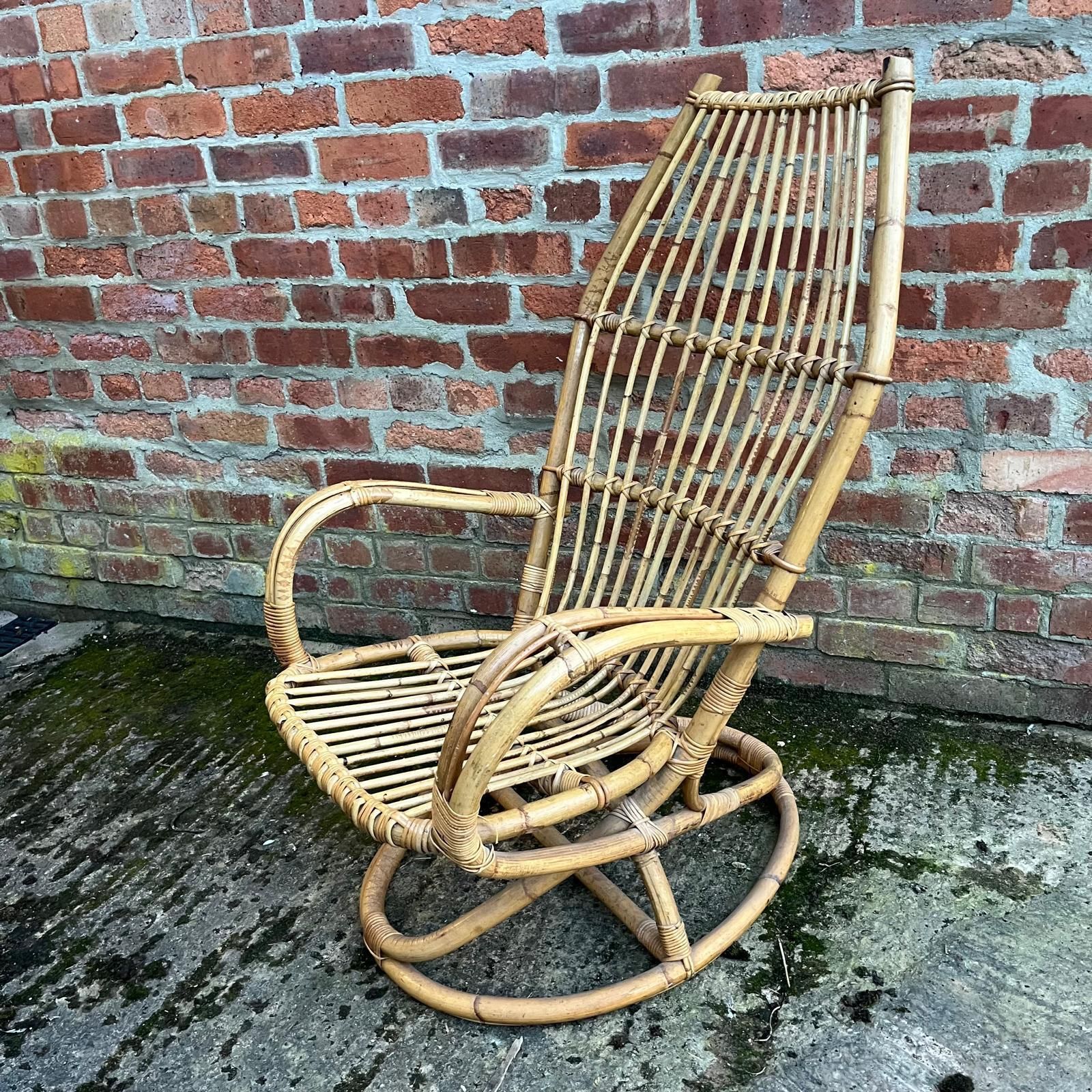 Vintage Bamboo Chair /Armchair With Circular Base photo for sale