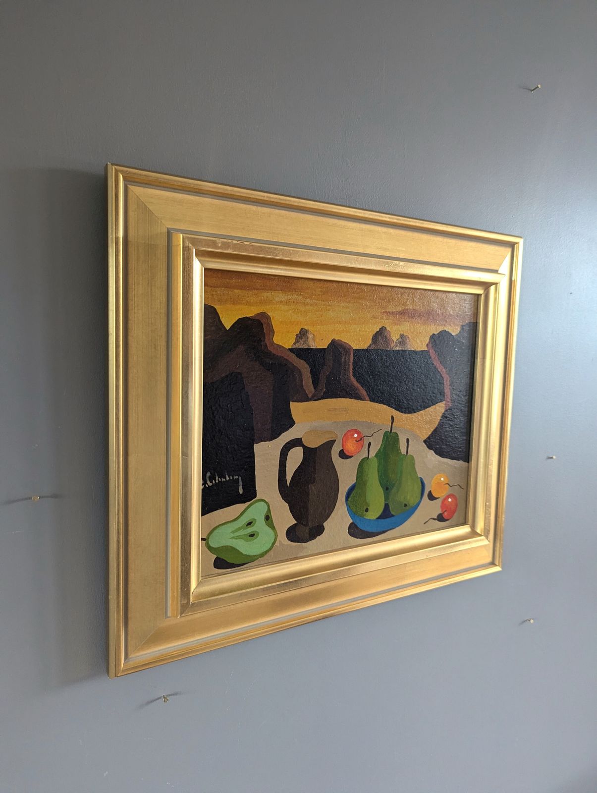 Surrealist Still Life Oil Painting photo furniture