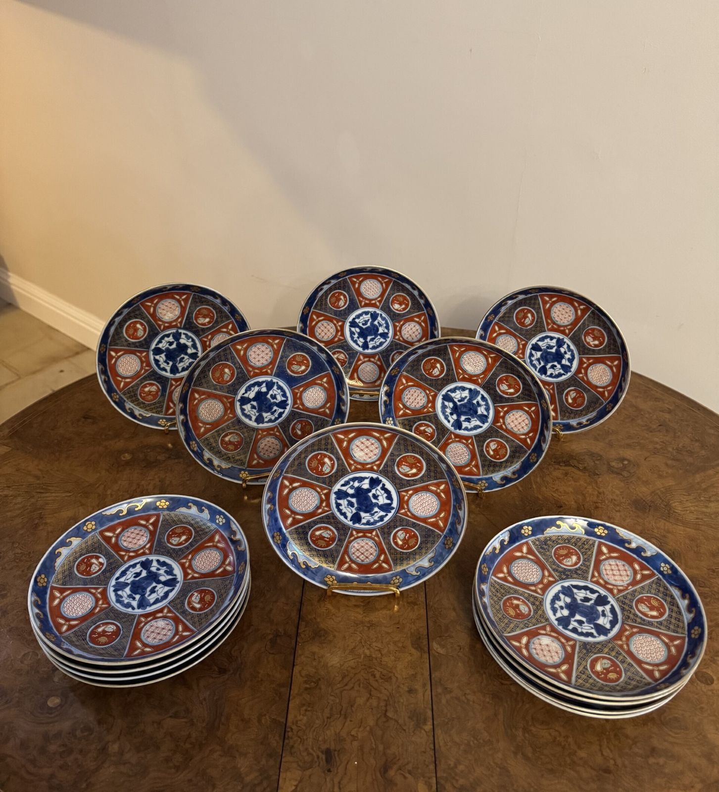 Outstanding Rare Collection Of Fourteen Matching Antique Japanese Imari Plates photo furniture
