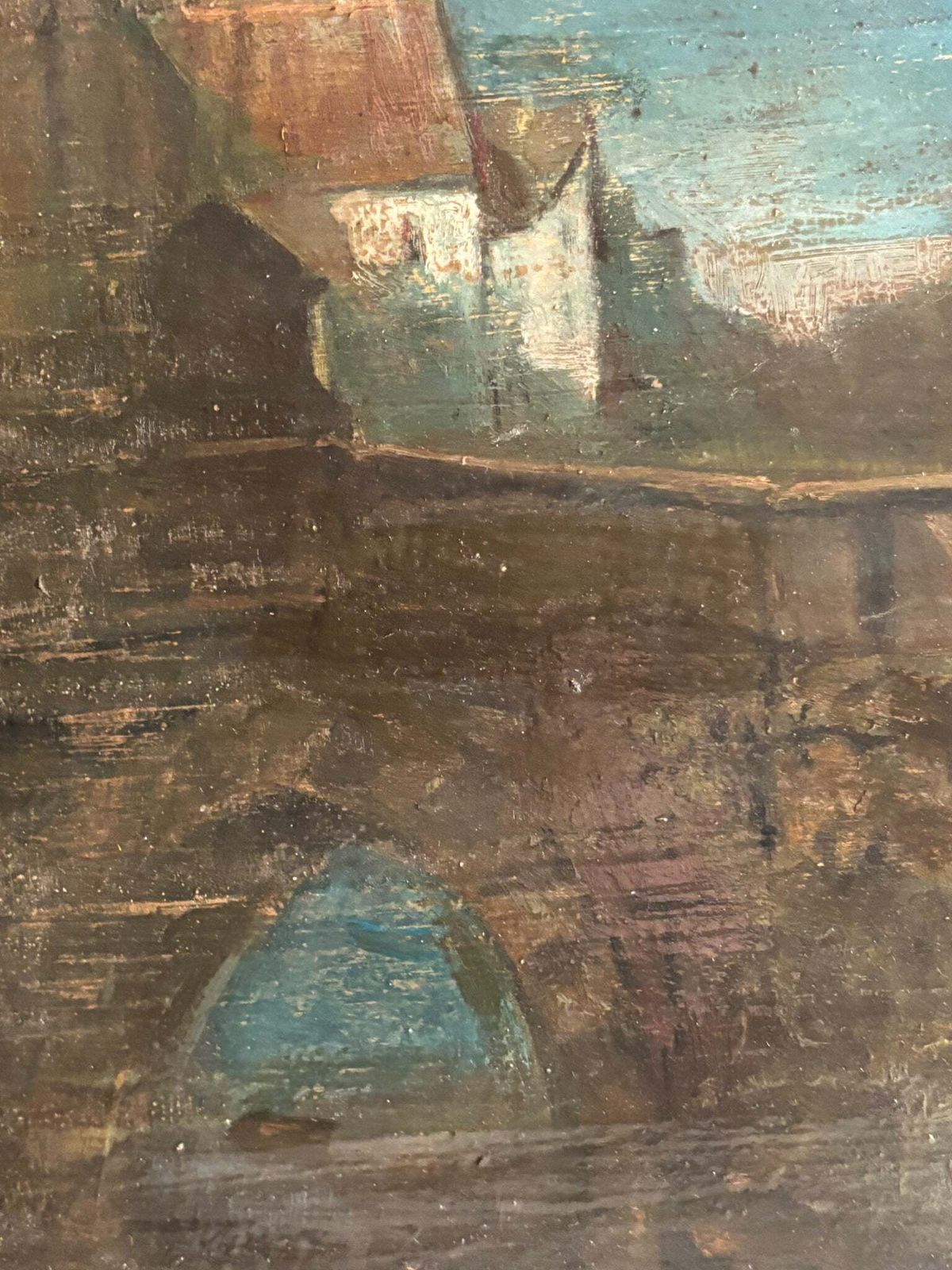 photo for sale Oil Painting On Panel Of Soldiers In Urban Landscape Late 1800s
