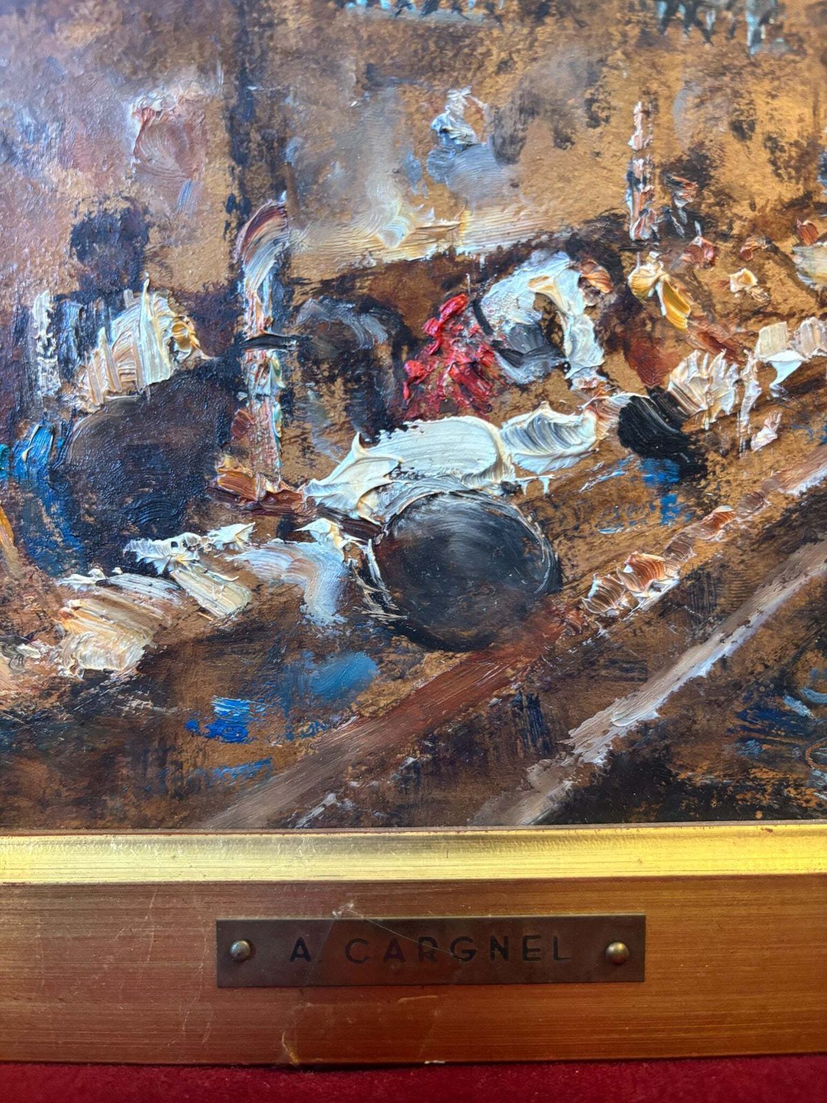 Oil Painting On Cardboard Of A Traditional Milanese Scene By Antonio Vettore Cargnel Early Twentieth Century photo furniture