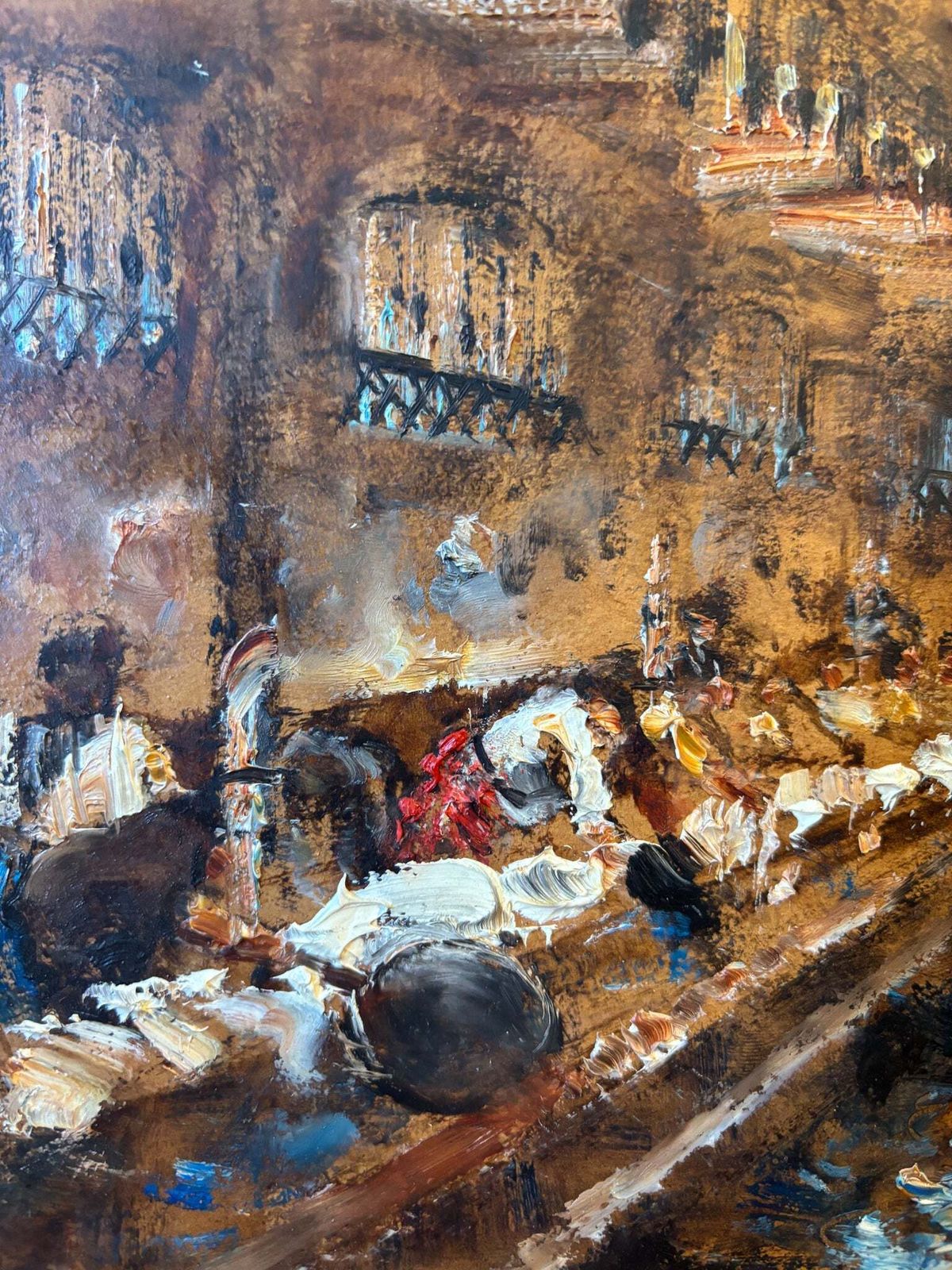 Oil Painting On Cardboard Of A Traditional Milanese Scene By Antonio Vettore Cargnel Early Twentieth Century photo buy