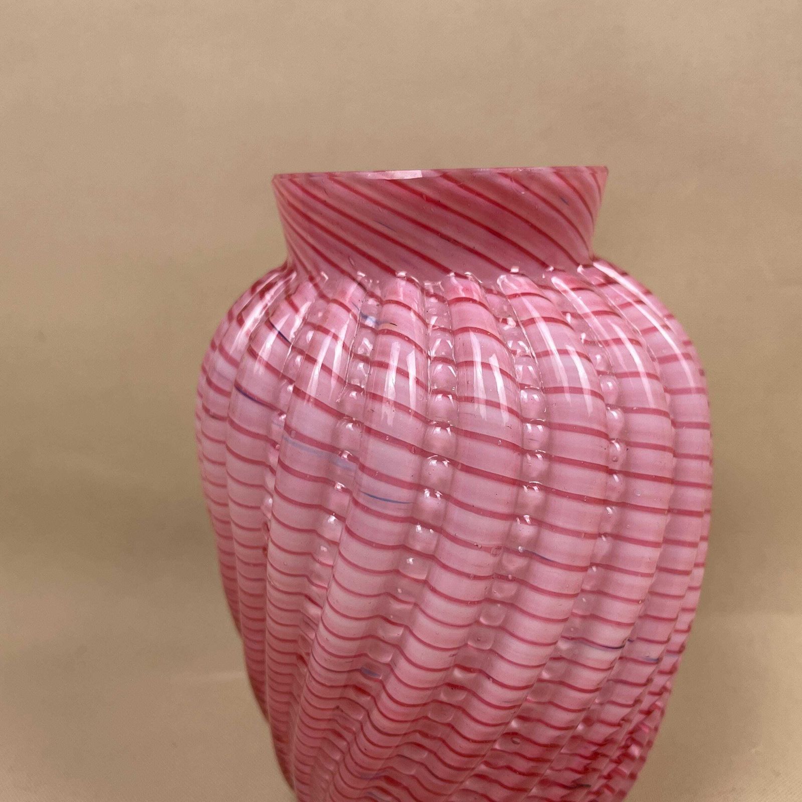Steven And Williams Glass Vase Posy Pot Pink White Late 19th Century Hand Blown Swirl Tea Light Holder Vintage Pattern Swirled Patterned photo 79.0