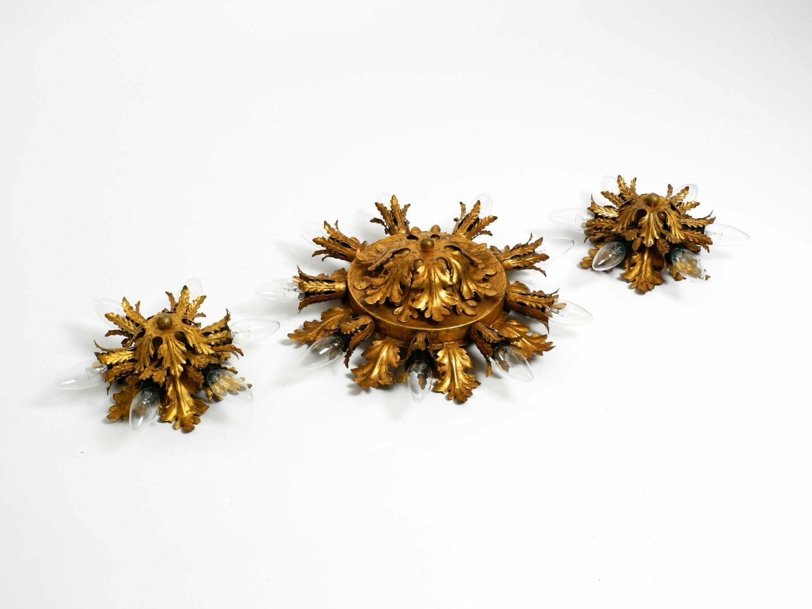 Set Of Three Beautiful 60s Italian Ceiling Or Wall Lamps By Banci Firenze Italy photo for sale