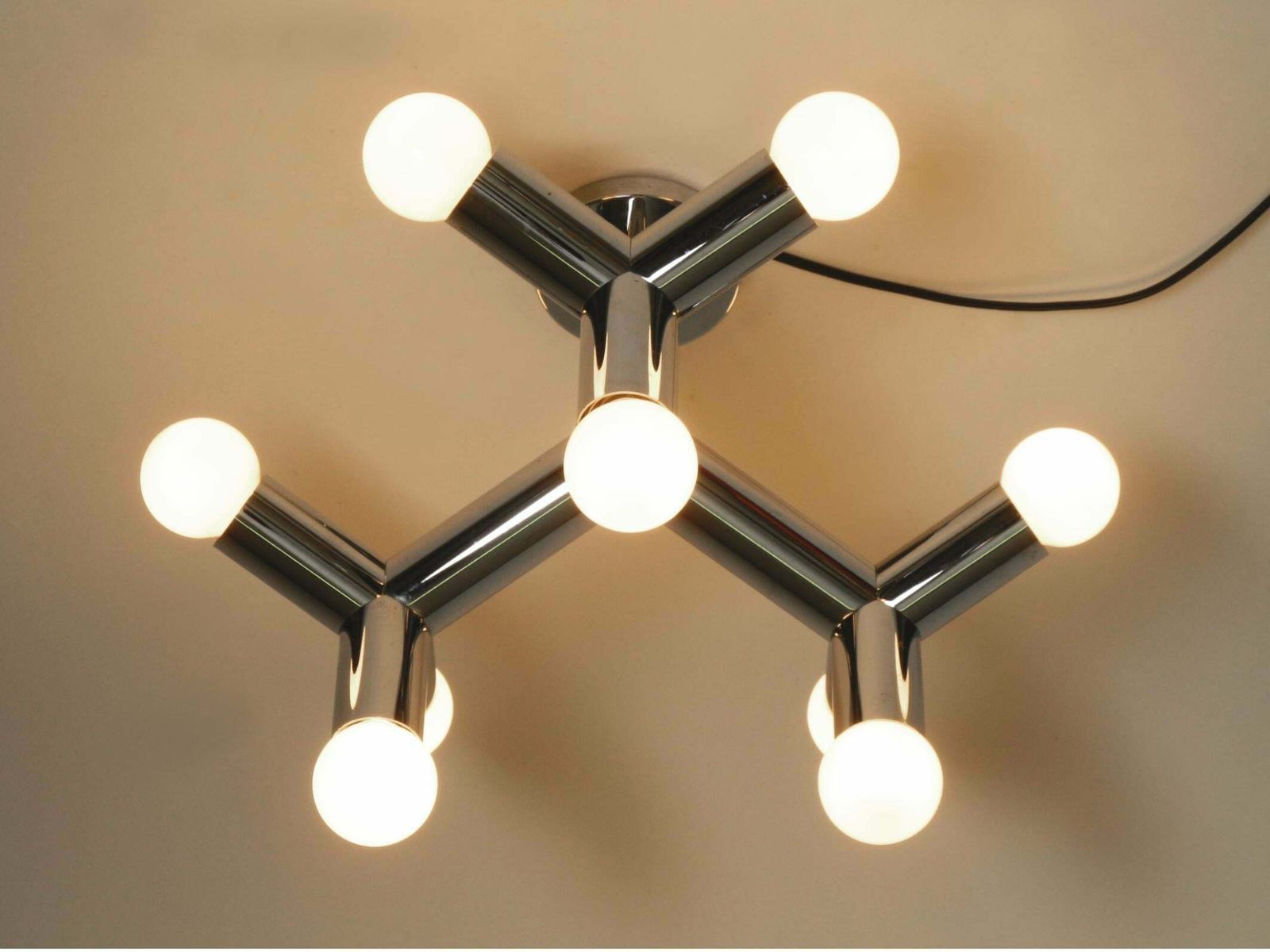 Very Rare 1960s Space Age Chrome Ceiling Lamp By J.T. Kalmar Austria photo vinterior
