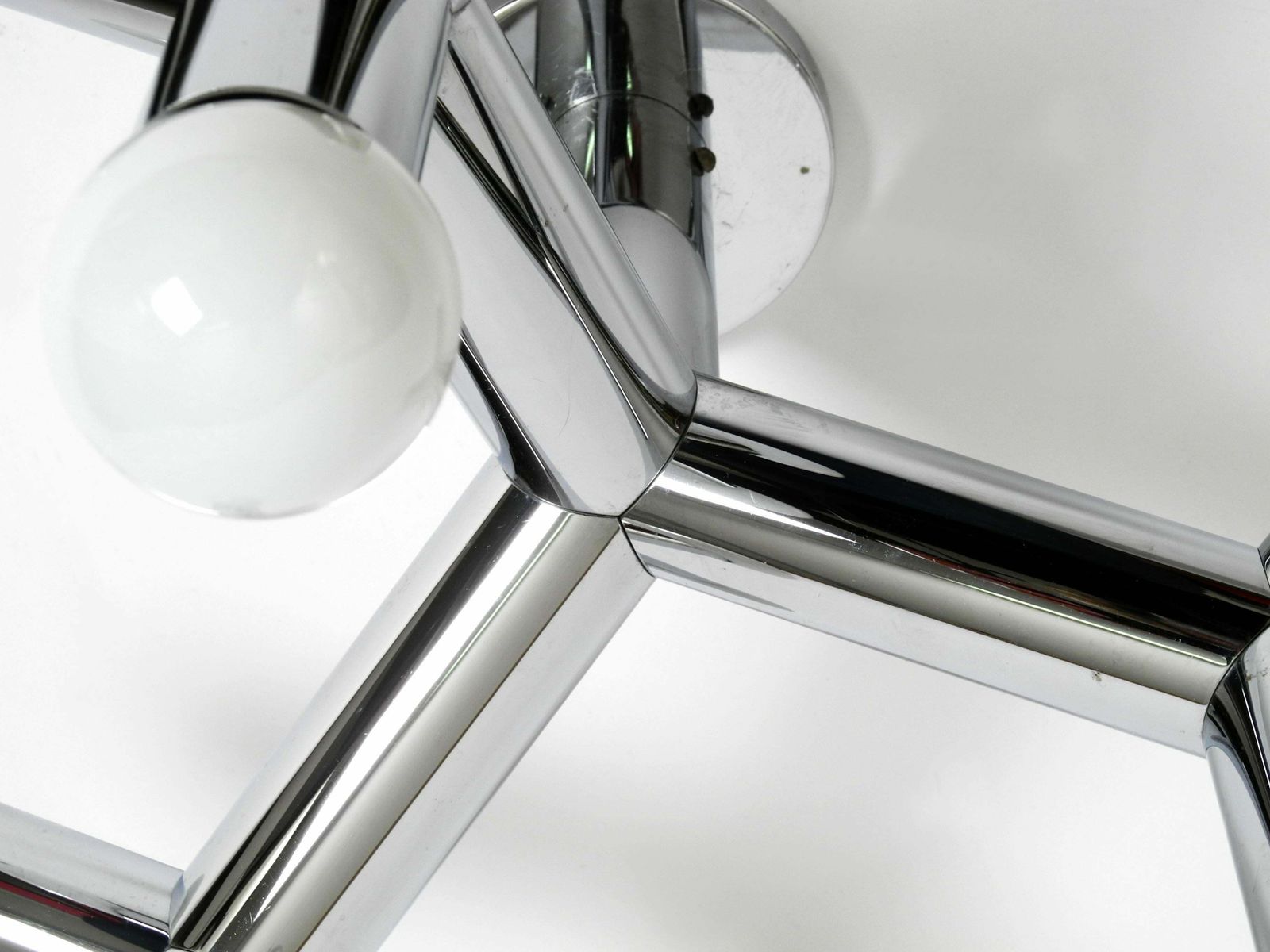 photo vinterior Very Rare 1960s Space Age Chrome Ceiling Lamp By J.T. Kalmar Austria