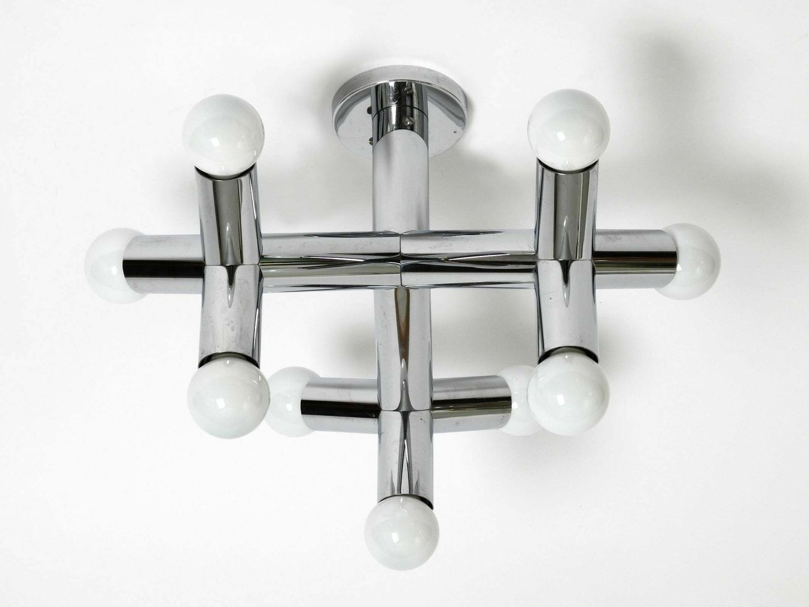photo vintage Very Rare 1960s Space Age Chrome Ceiling Lamp By J.T. Kalmar Austria